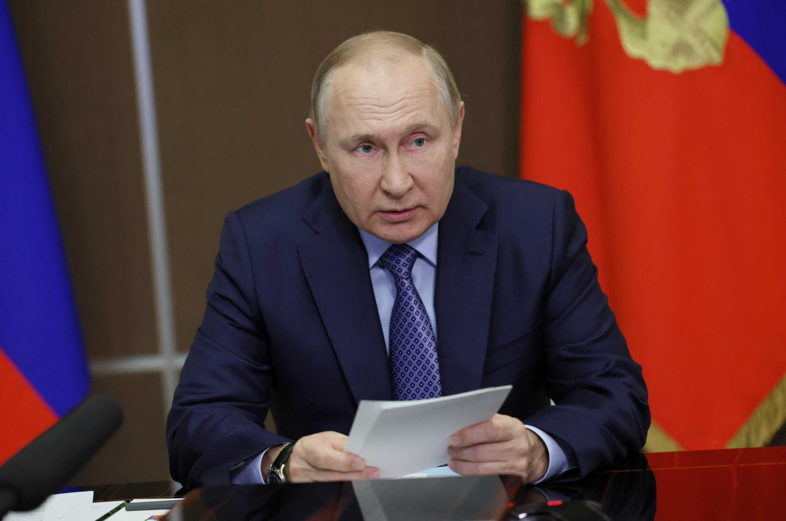 Russian President Vladimir Putin chairs a meeting of the coordination council to ensure the needs of Russia's Armed Forces, via video link in Sochi, Russia November 2, 2022. Sputnik