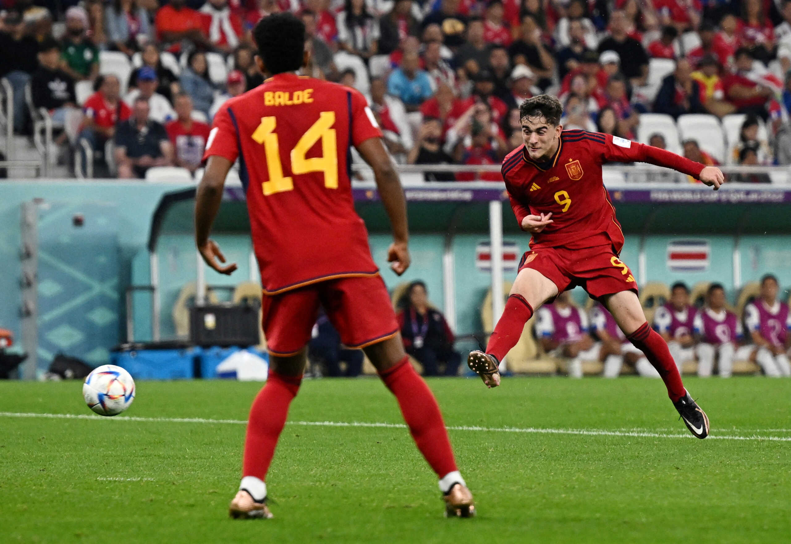 Soccer Football - FIFA World Cup Qatar 2022 - Group E - Spain v Costa Rica - Al Thumama Stadium, Doha, Qatar - November 23, 2022 Spain's Gavi scores their fifth goal REUTERS
