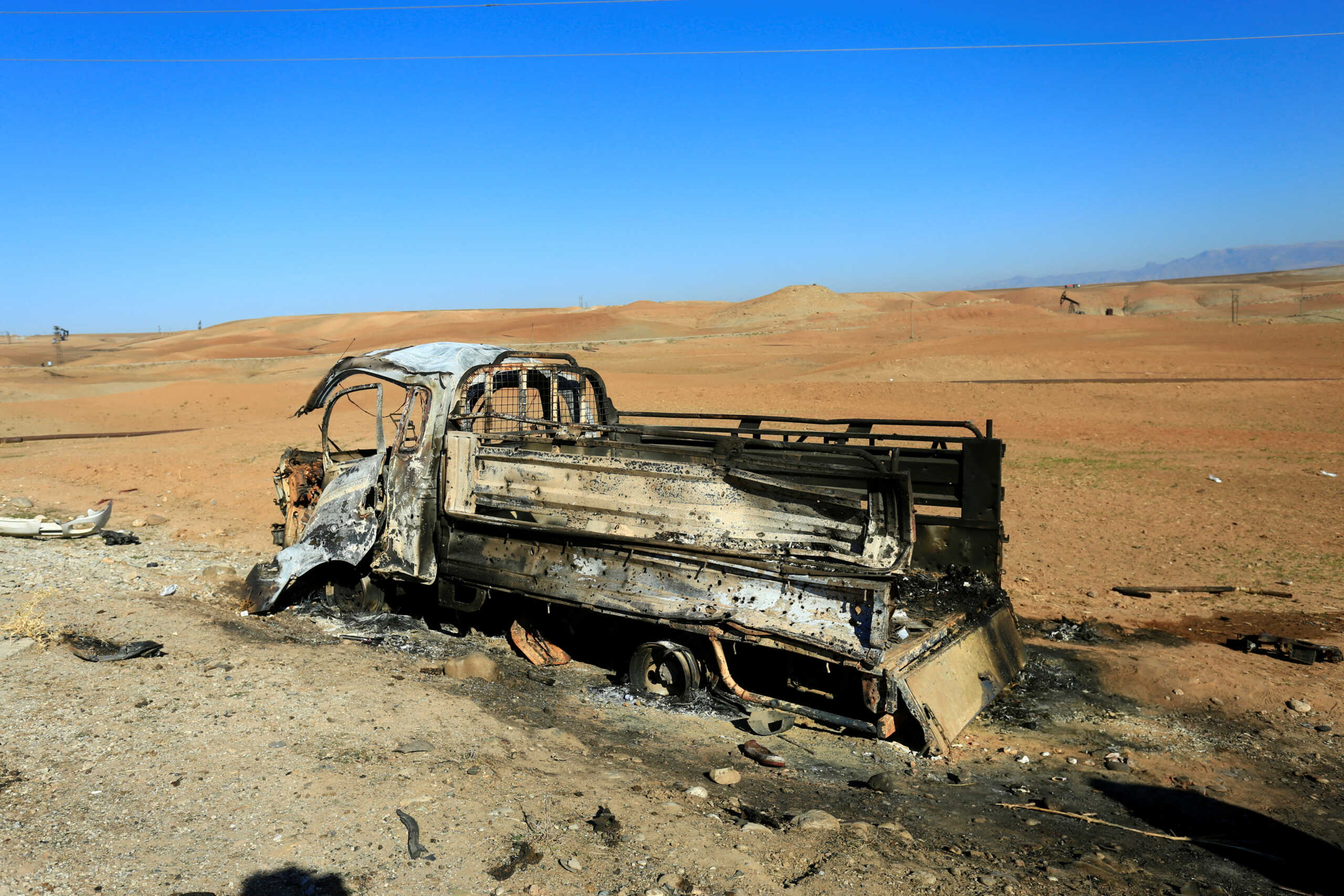 FILE PHOTO: A view shows the aftermath of airstrikes, which Turkey's defence ministry says it carried out, in Derik, Syria, November 20, 2022. North Press Agency