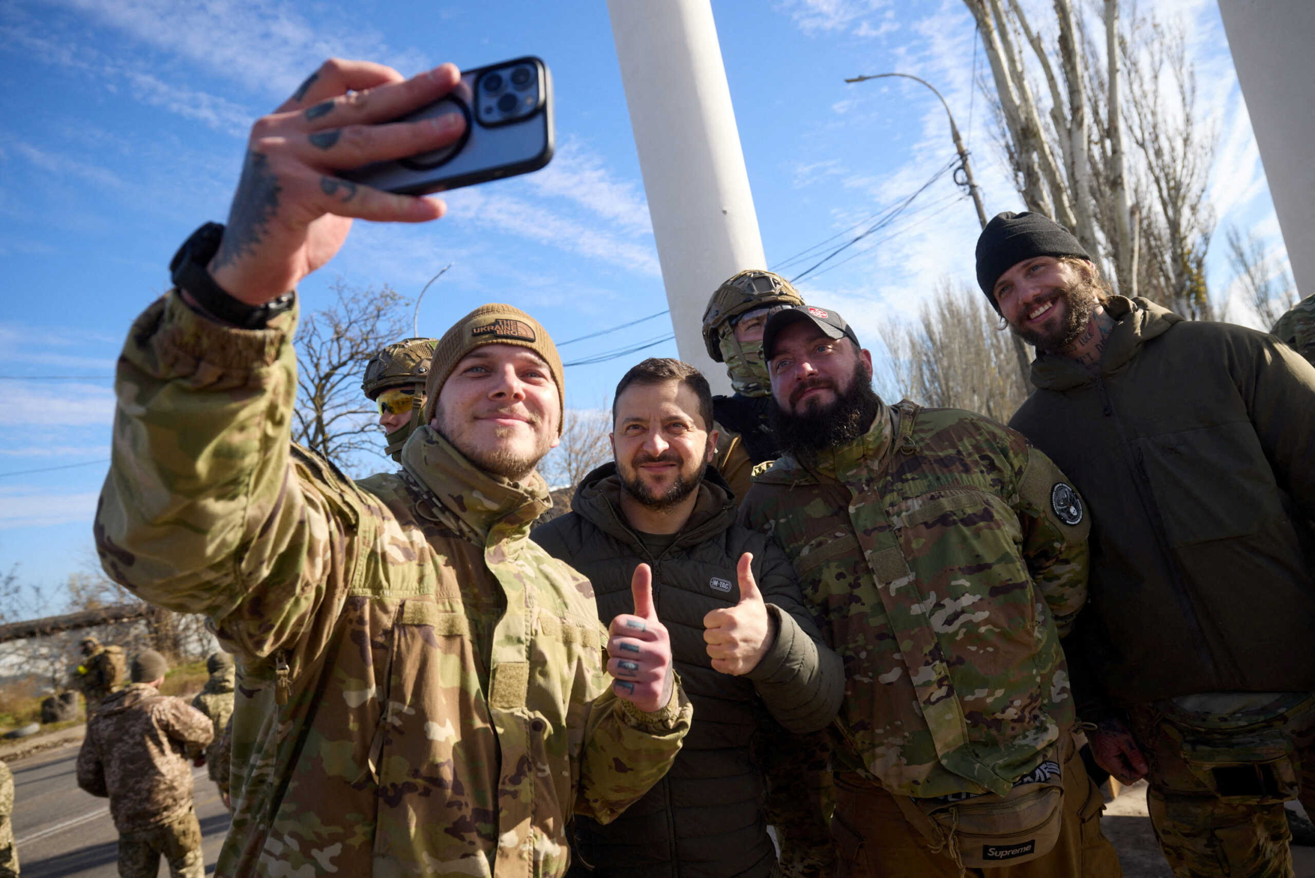 Ukraine's President Volodymyr Zelenskiy visits Kherson, Ukraine November 14, 2022.  Ukrainian Presidential Press Service