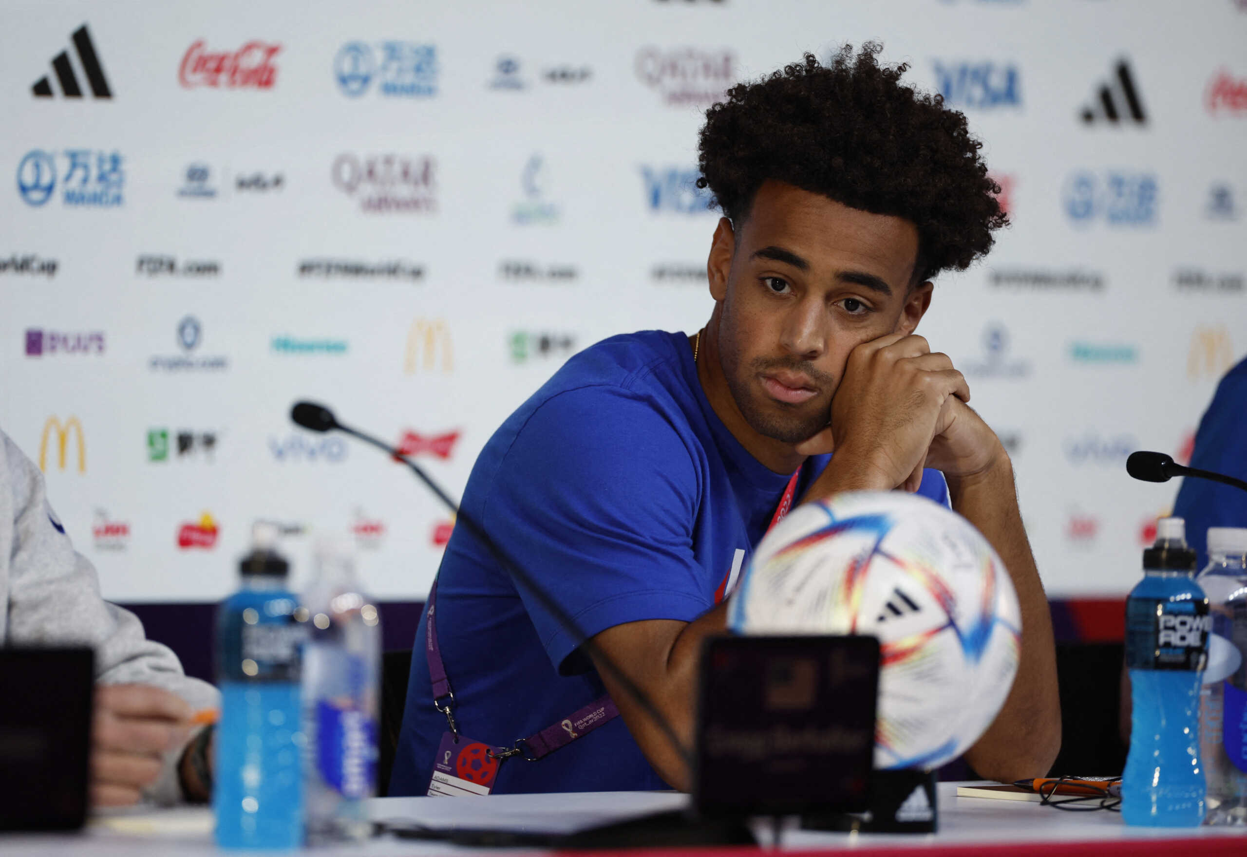 Soccer Football - FIFA World Cup Qatar 2022 - United States Press Conference - Main Media Center, Doha, Qatar - November 28, 2022 Tyler Adams of the U.S. during the press conference REUTERS