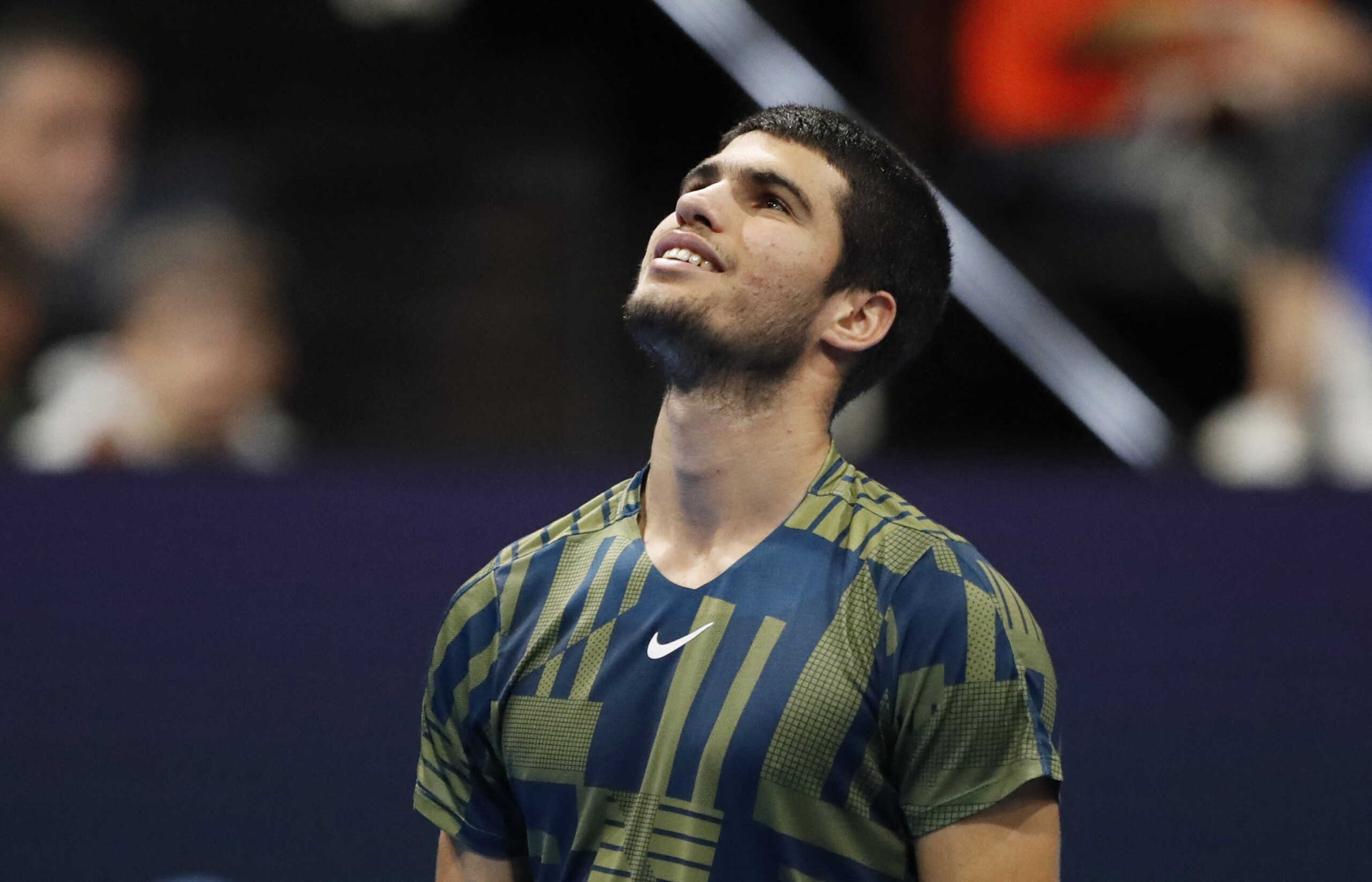 Tennis - ATP 500 - Swiss Indoors Basel - St. Jakobshalle, Basel, Switzerland - October 29, 2022 Spain's Carlos Alcaraz reacts during his semi final match against Canada's Felix Auger-Aliassime REUTERS