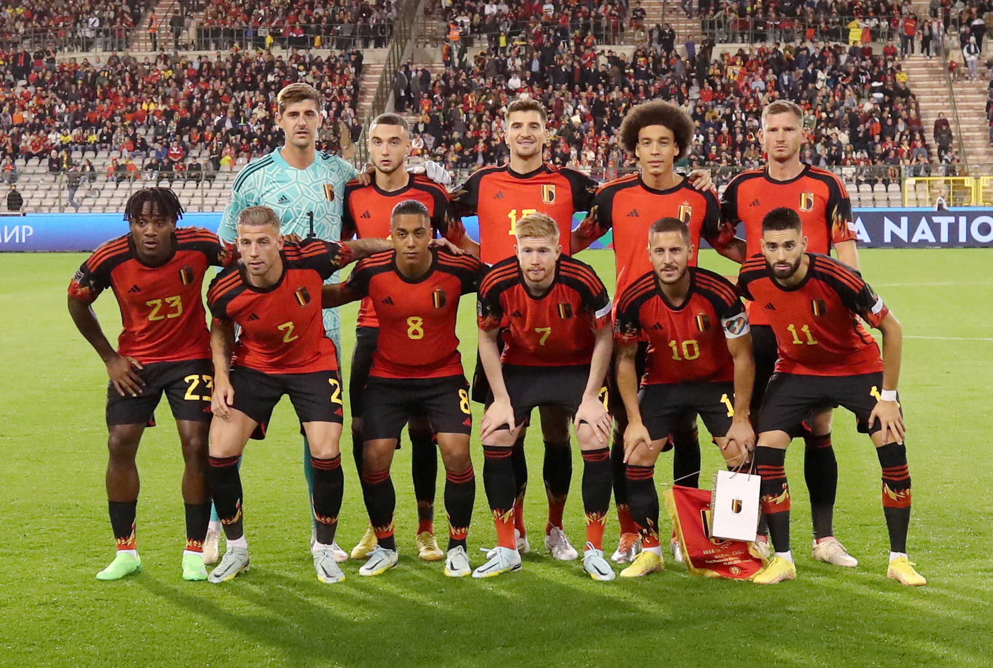 FILE PHOTO: Soccer Football - UEFA Nations League - Group D - Belgium v Wales - King Baudouin Stadium, Brussels, Belgium - September 22, 2022  Belgium players pose for a team group photo before the match REUTERS