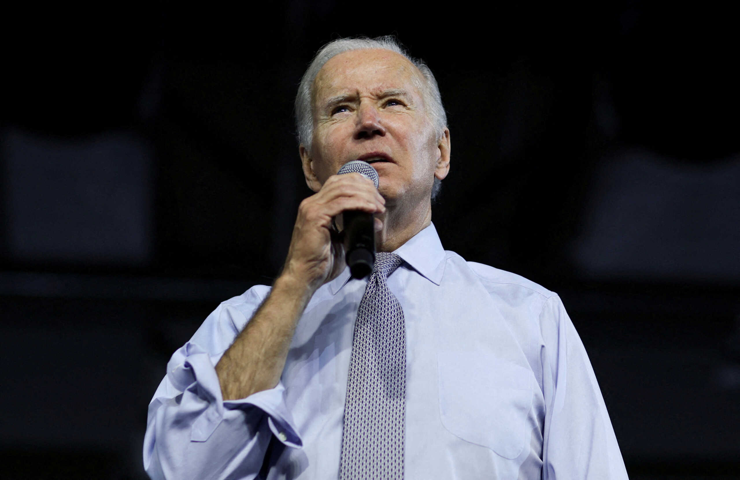 FILE PHOTO: U.S. President Joe Biden speaks during a rally with Democratic nominee for Maryland Governor Wes Moore, U.S. Senator Chris Van Hollen and other Maryland Democrats, at Bowie State University in Bowie, Maryland, U.S., November 7, 2022. REUTERS