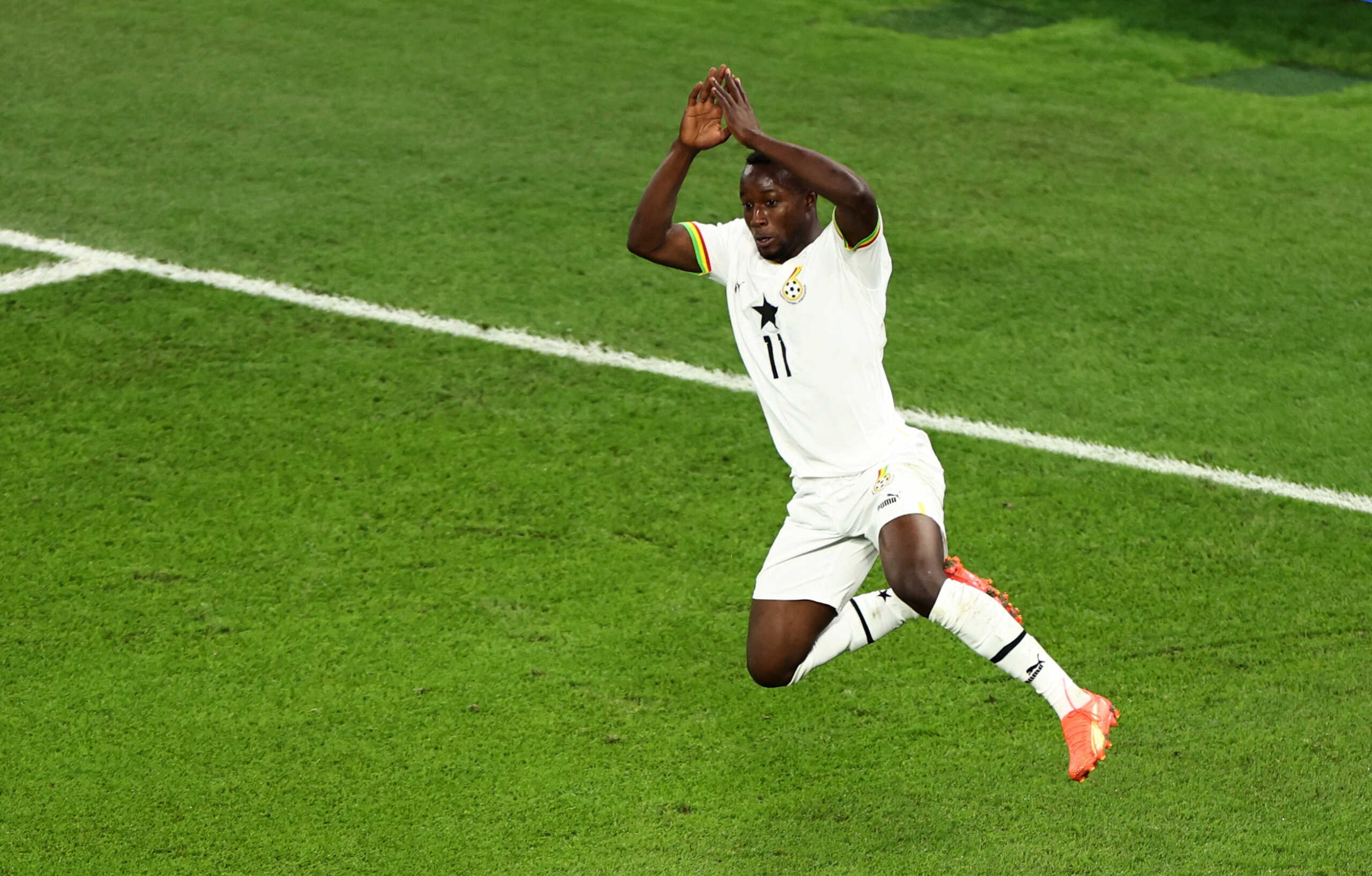 Soccer Football - FIFA World Cup Qatar 2022 - Group H - Portugal v Ghana - Stadium 974, Doha, Qatar - November 24, 2022 Ghana's Osman Bukari celebrates scoring their second goal REUTERS