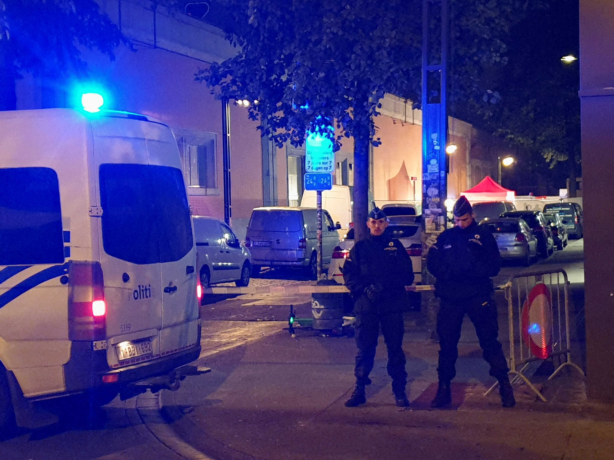 Belgian police officers keep guard after an attack in which a police officer was killed, in Brussels, Belgium November 10, 2022. REUTERS