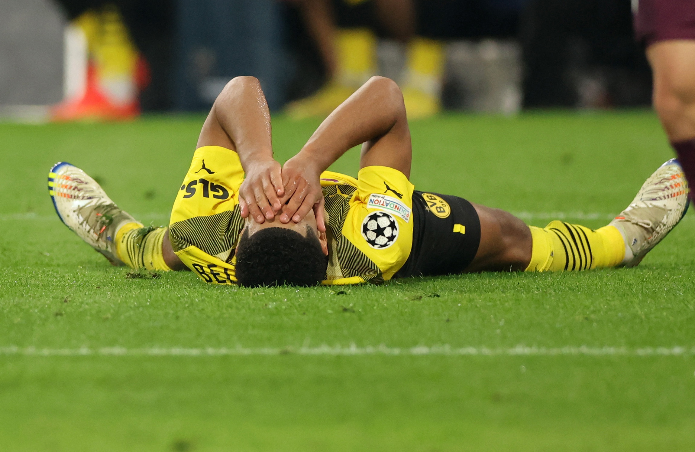 Soccer Football - Champions League - Group G - Borussia Dortmund v Manchester City - Signal Iduna Park, Dortmund, Germany - October 25, 2022 Borussia Dortmund's Jude Bellingham reacts REUTERS