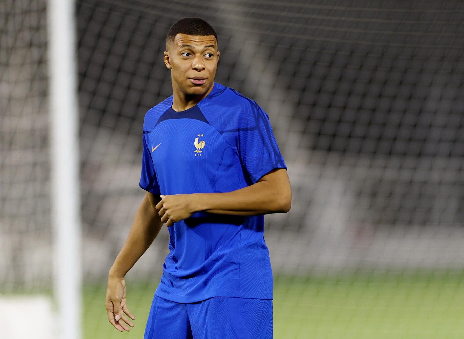 Soccer Football - FIFA World Cup Qatar 2022 - France Training - Al Sadd SC Stadium, Doha, Qatar - November 21, 2022 France's Kylian Mbappe during training REUTERS