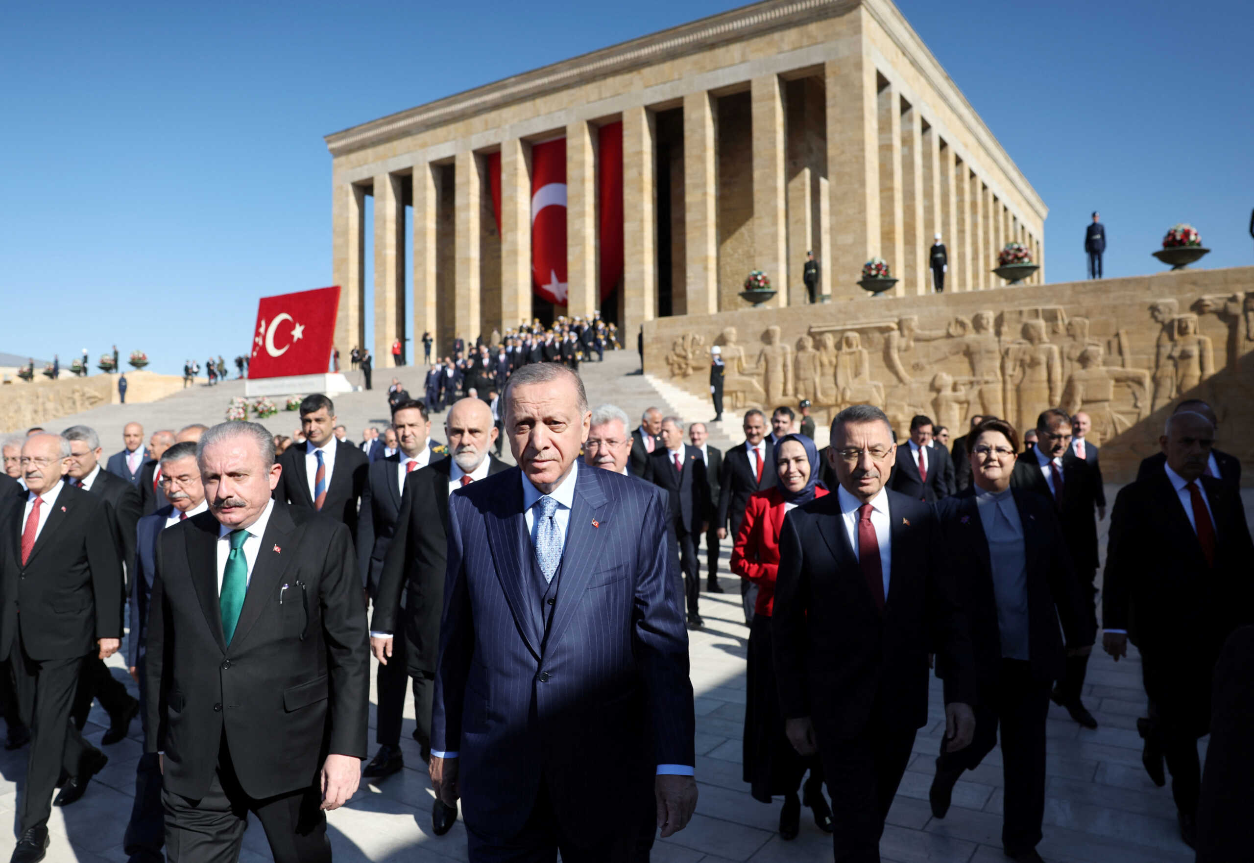 Turkish President Tayyip Erdogan attends a Republic Day ceremony at Anitkabir, the mausoleum of modern Turkey's founder Ataturk, to mark the republic's anniversary in Ankara, Turkey, October 29, 2022. Murat Cetinmuhurdar