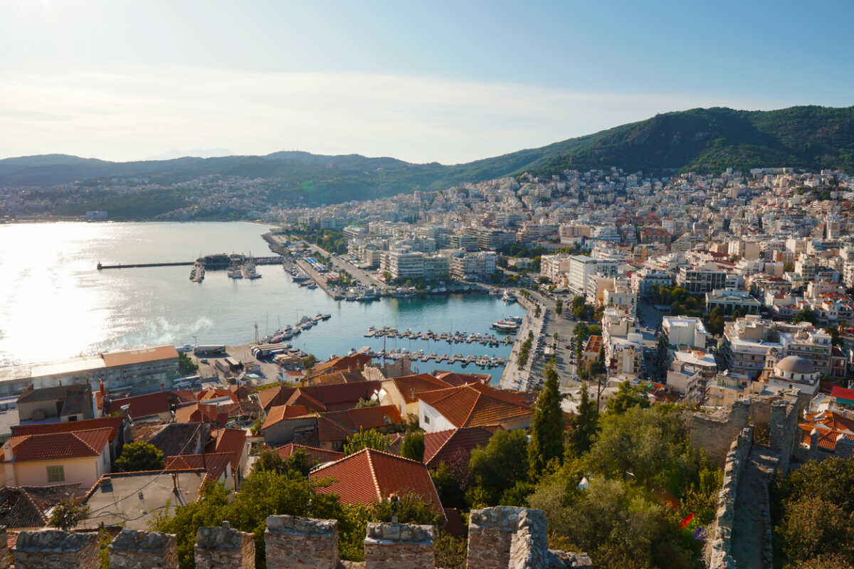 Aerial view of idyllic seaside town Kavalla
