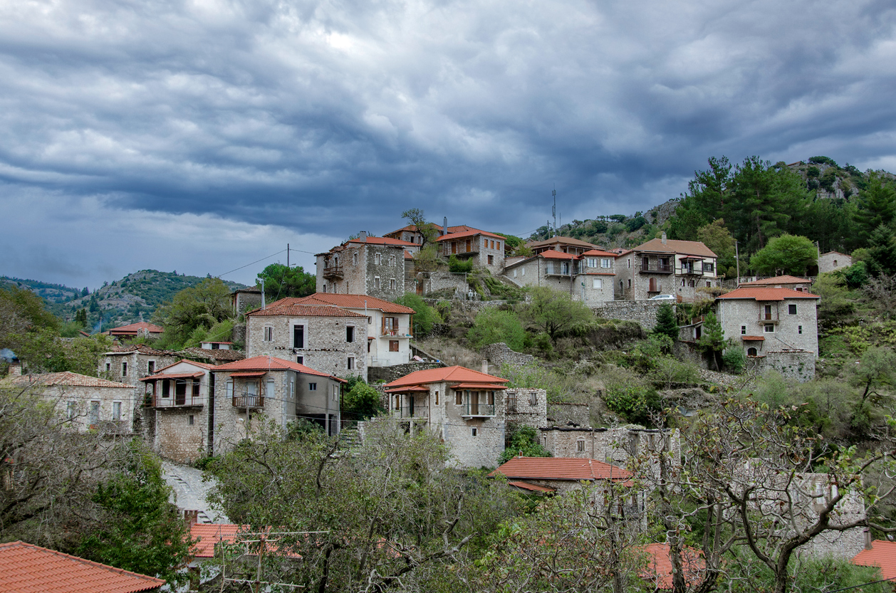 View of Stemnitsa village on Menalo mountain.Peloponnese, Greece