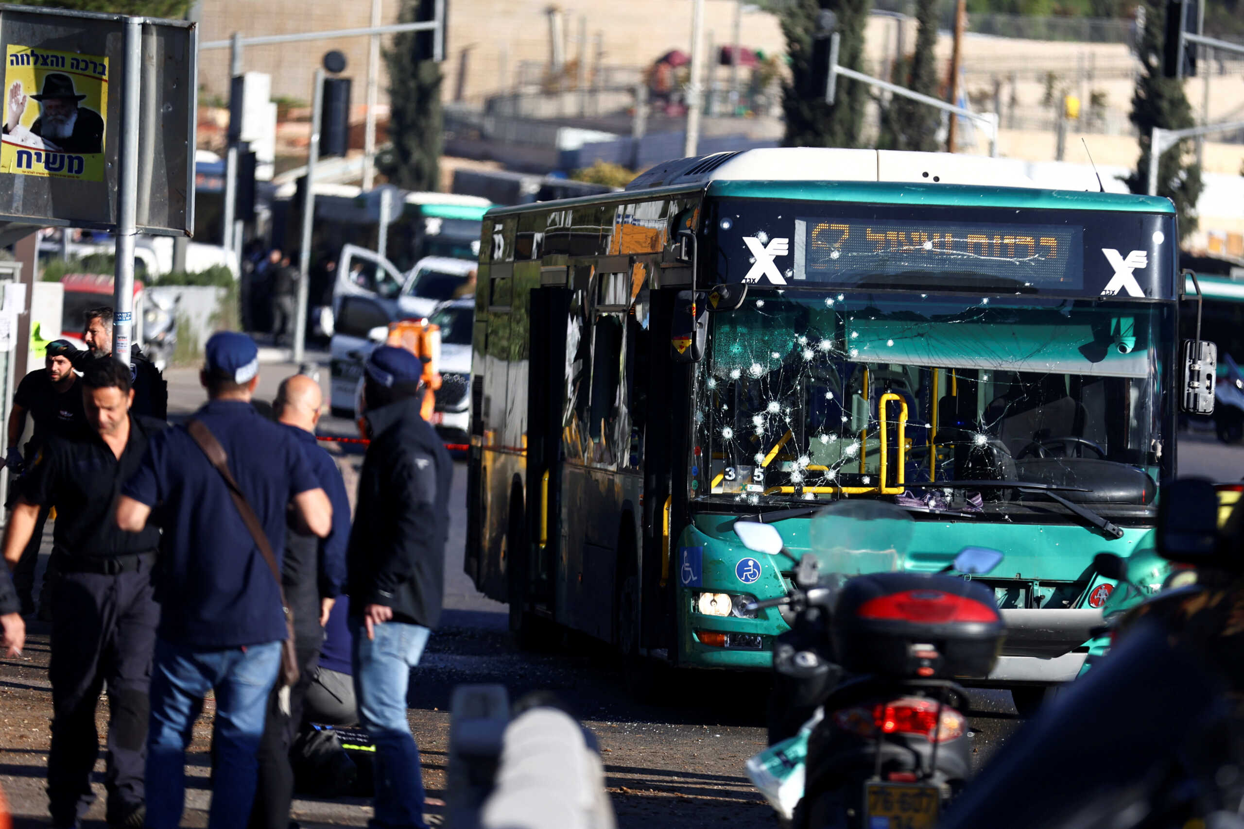 A damaged bus is seen following an explosion at a bus stop in Jerusalem November 23, 2022. REUTERS