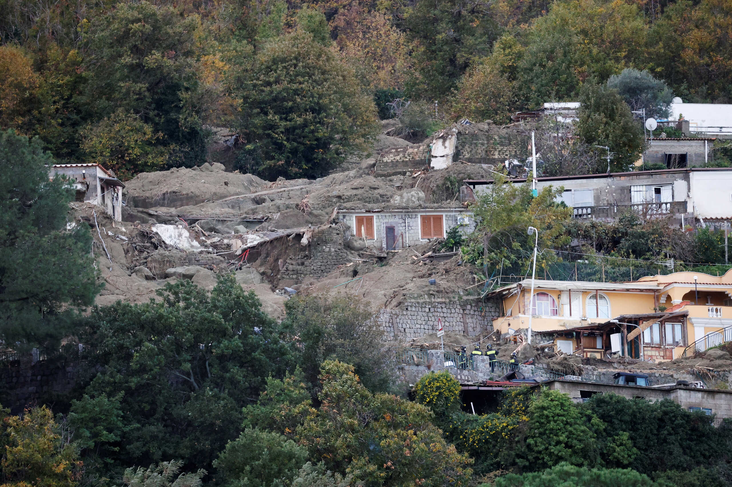 A view of a landslide on the Italian holiday island of Ischia, Italy November 27, 2022. REUTERS