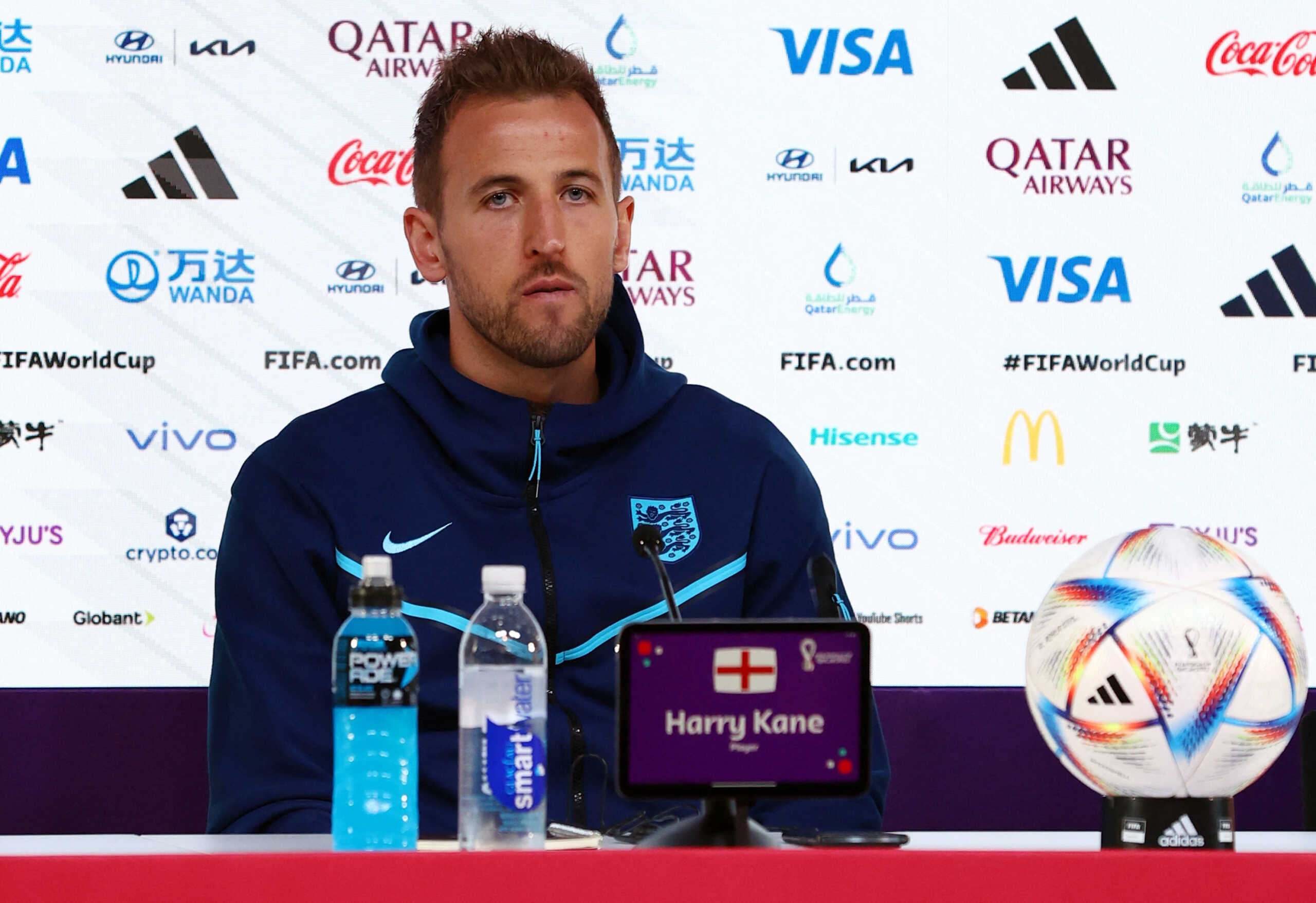 Soccer Football - FIFA World Cup Qatar 2022 - England Press Conference - Al Wakrah SC stadium, Al Wakrah, Qatar - November 20, 2022  England's Harry Kane during the press conference REUTERS