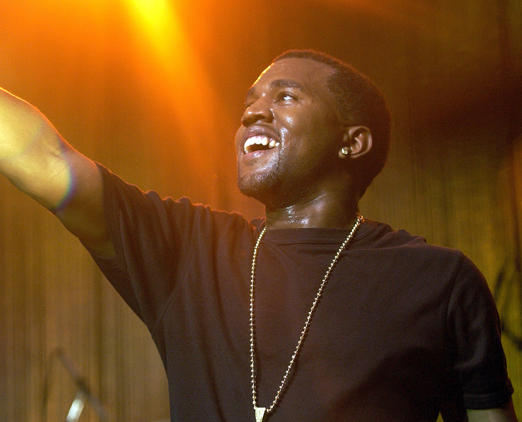 FILE PHOTO: Grammy award-nominated hip-hop artist Kanye West performs at the American Express Jam Sessions at the House of Blues in West Hollywood, California February 9, 2005. West leads the list for this Sunday's 47th Grammy Awards with 10 nominations. REUTERS