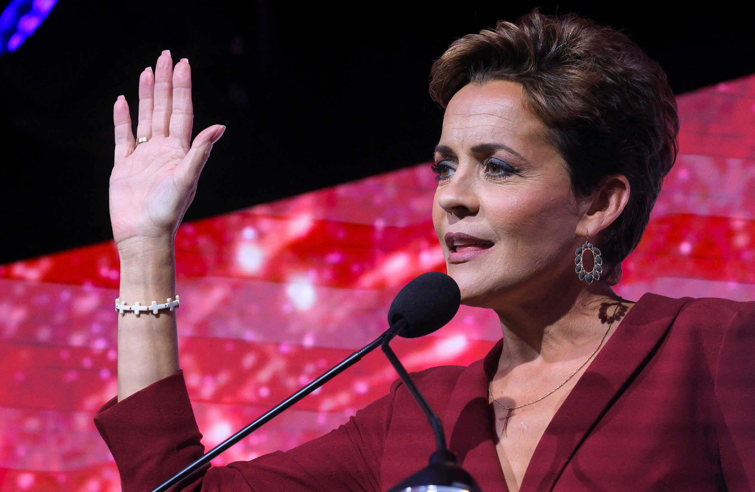 Republican candidate for Arizona Governor Kari Lake speaks at the Republican Party of Arizona's 2022 U.S. midterm elections night rally in Scottsdale, Arizona, U.S., November 8, 2022. REUTERS