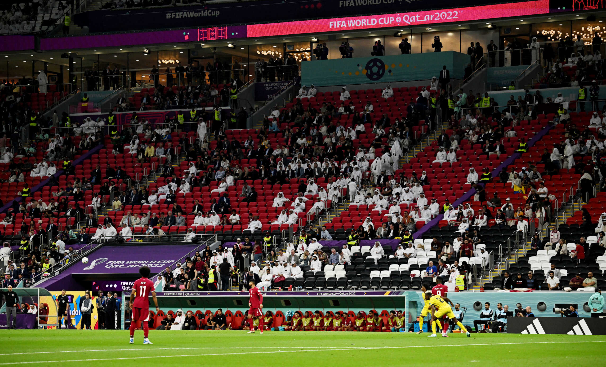 Soccer Football - FIFA World Cup Qatar 2022 - Group A - Qatar v Ecuador - Al Bayt Stadium, Al Khor, Qatar - November 20, 2022 Empty seats are seen during the match REUTERS