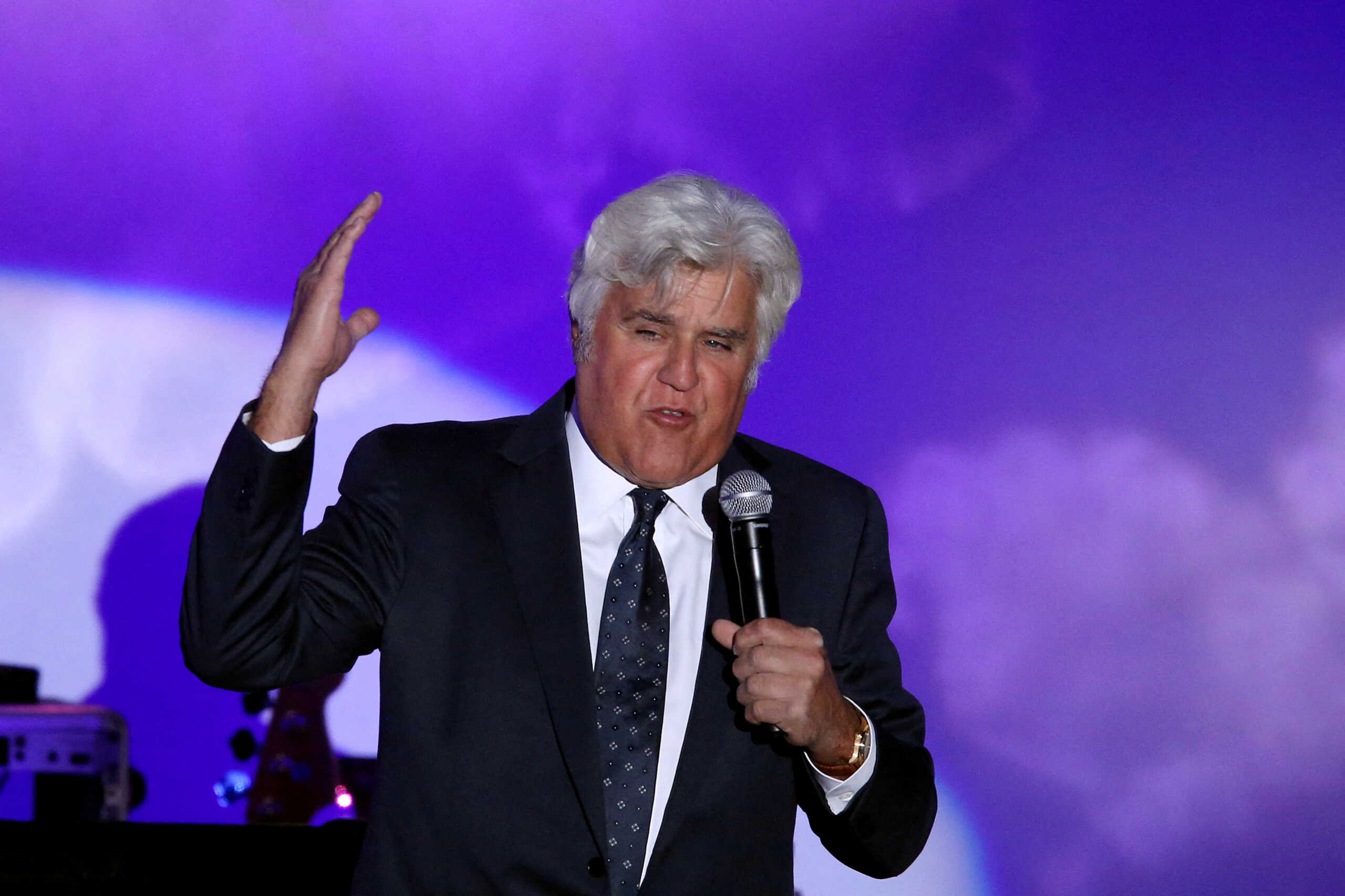 FILE PHOTO: Comedian Jay Leno speaks at the Carousel of Hope Ball in Beverly Hills, California U.S. October 8, 2016. REUTERS