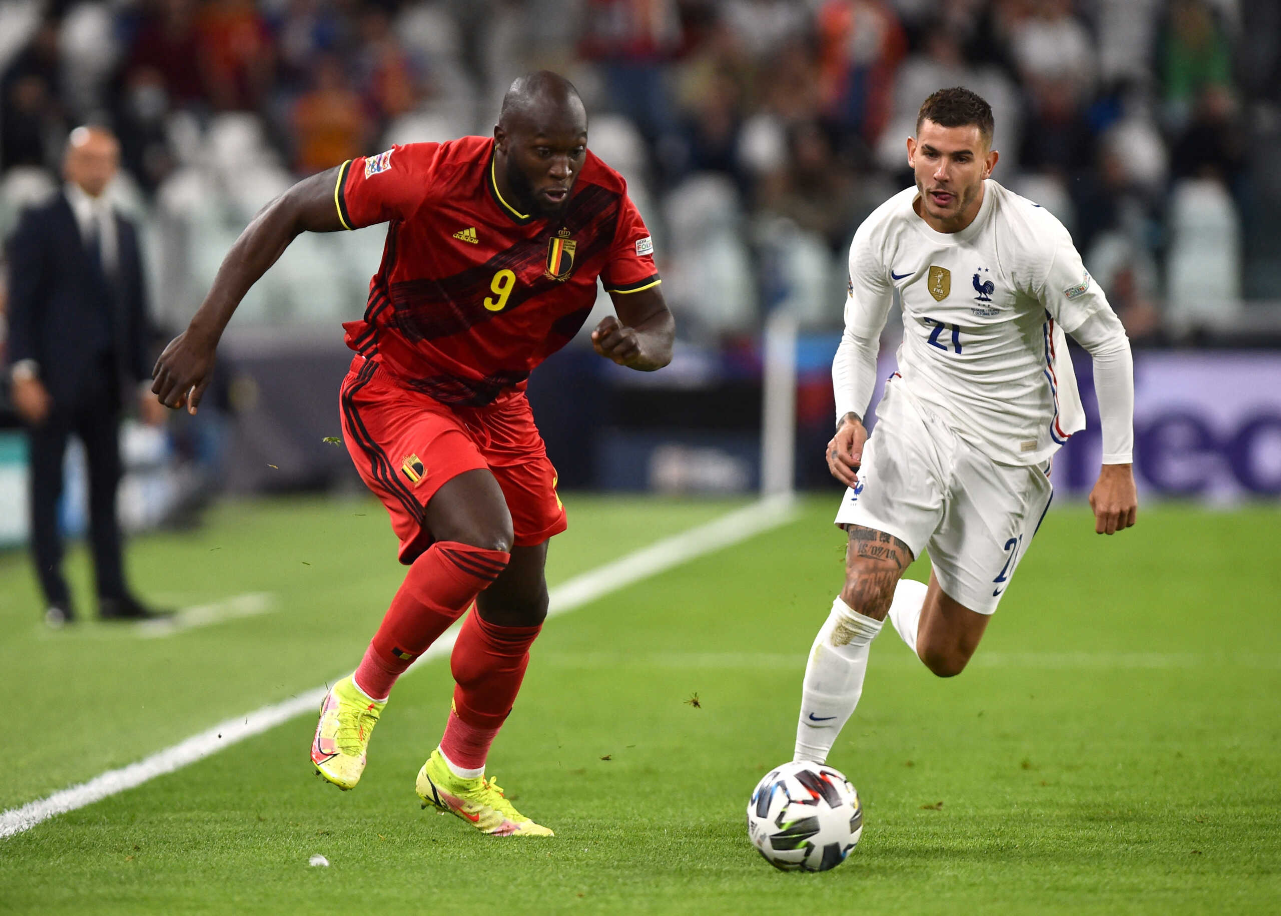 FILE PHOTO: Soccer Football - Nations League - Semi Final - Belgium v France - Allianz Stadium, Turin, Italy - October 7, 2021 Belgium's Romelu Lukaku in action with f21 REUTERS