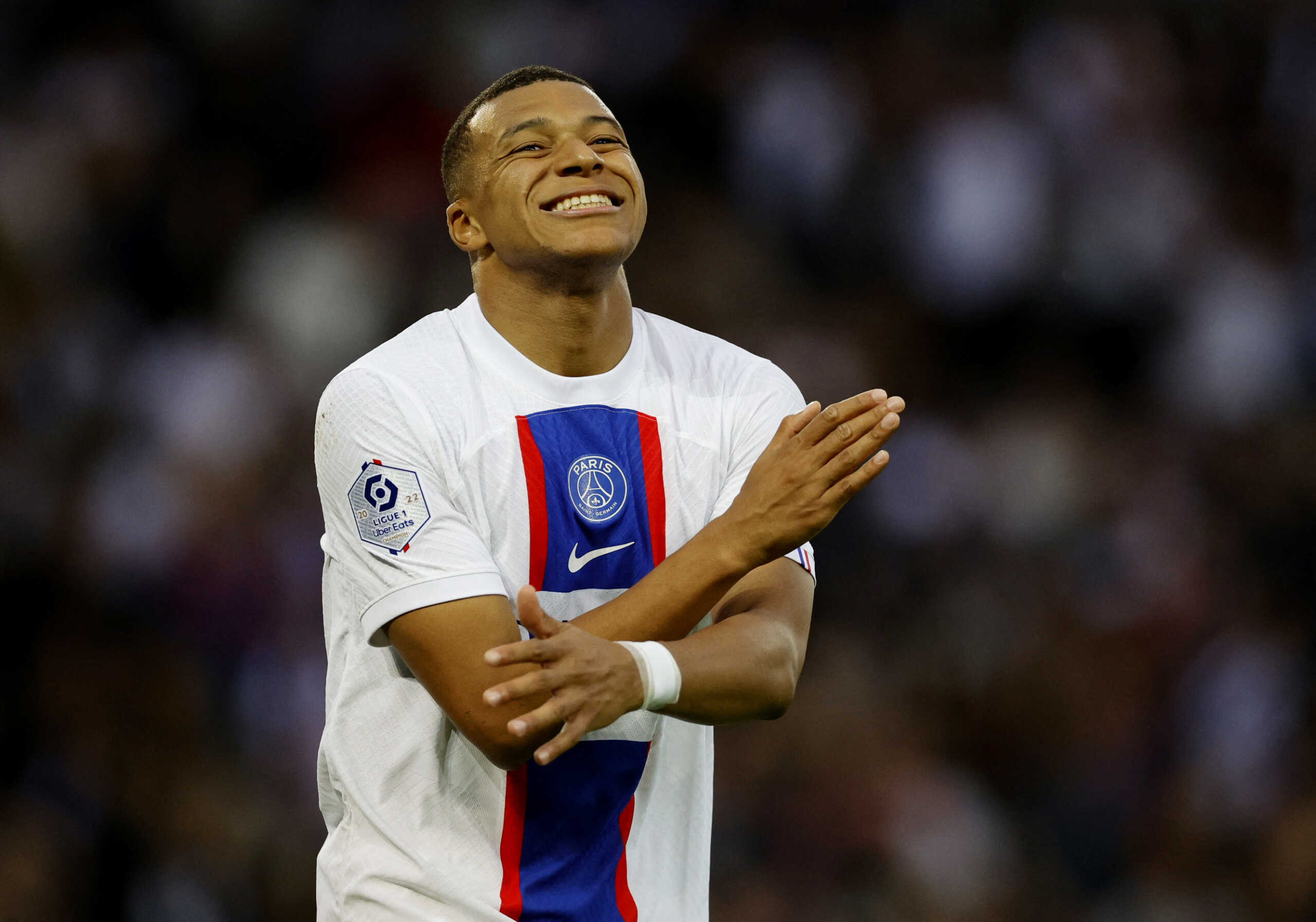 Soccer Football - Ligue 1 - Paris St Germain v Troyes - Parc des Princes, Paris, France - October 29, 2022 Paris St Germain's Kylian Mbappe reacts after missing a chance to score REUTERS
