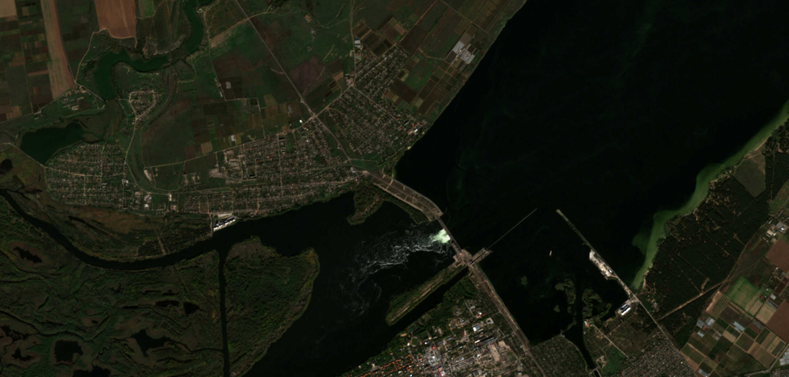 A satellite image shows a view of the location of the Kakhovka dam and the surrounding region in Kherson Oblast, Ukraine, October 18, 2022.  European Union