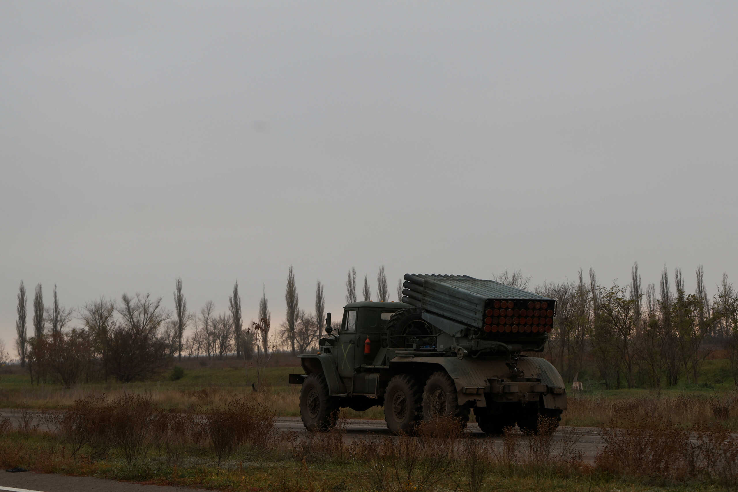 A Ukrainian multiple launch rocket system drives along a road, amid Russia's attack on Ukraine, in Kherson region, Ukraine November 11, 2022.  REUTERS