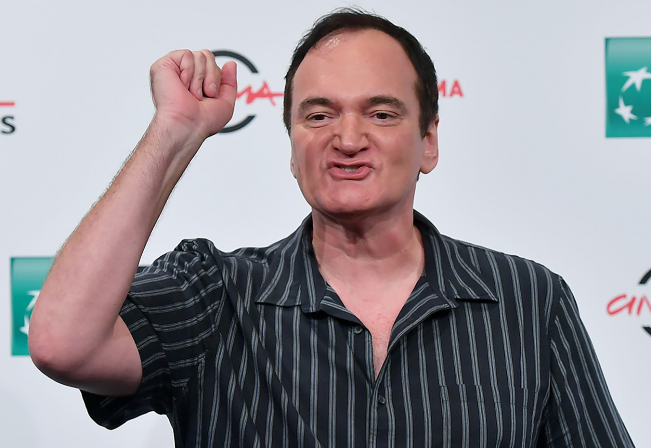 epa09531877 US director Quentin Tarantino poses during a photocall at the 16th annual Rome International Film Festival, in Rome, Italy, 19 October 2021. The film festival runs from 14 to 24 October.  EPA