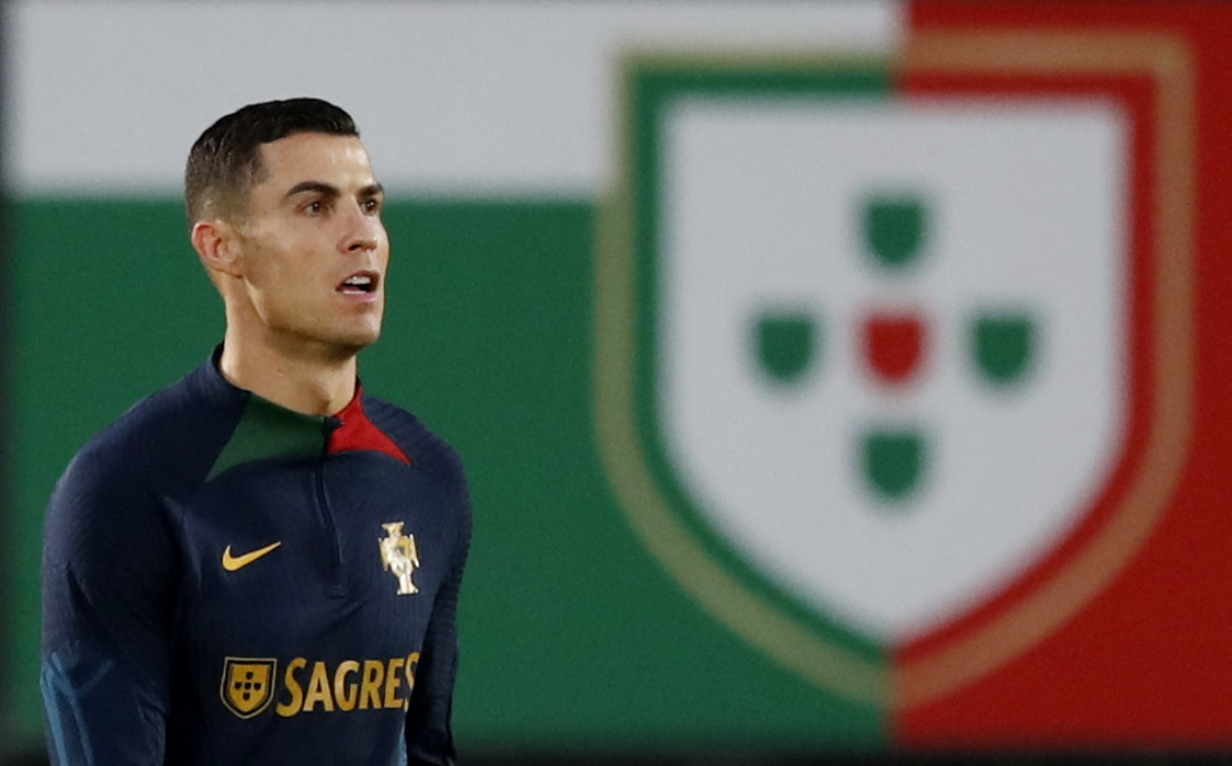 Soccer Football - FIFA World Cup Qatar 2022 - Portugal training - Cidade do Futebol, Oeiras, Portugal- November 14, 2022 Portugal's Cristiano Ronaldo during training REUTERS