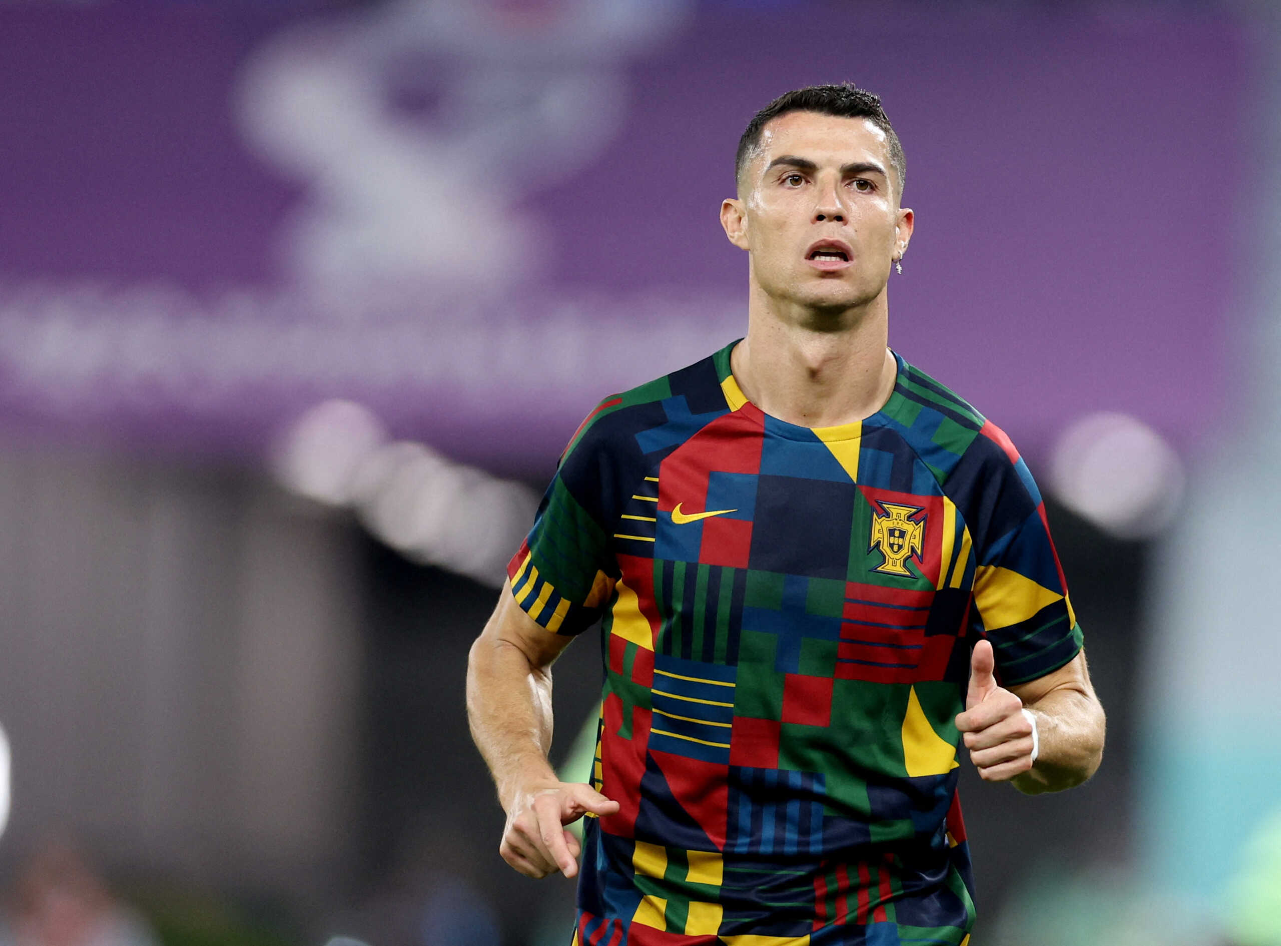 Soccer Football - FIFA World Cup Qatar 2022 - Group H - Portugal v Ghana - Stadium 974, Doha, Qatar - November 24, 2022  Portugal's Cristiano Ronaldo during the warm up before the match REUTERS