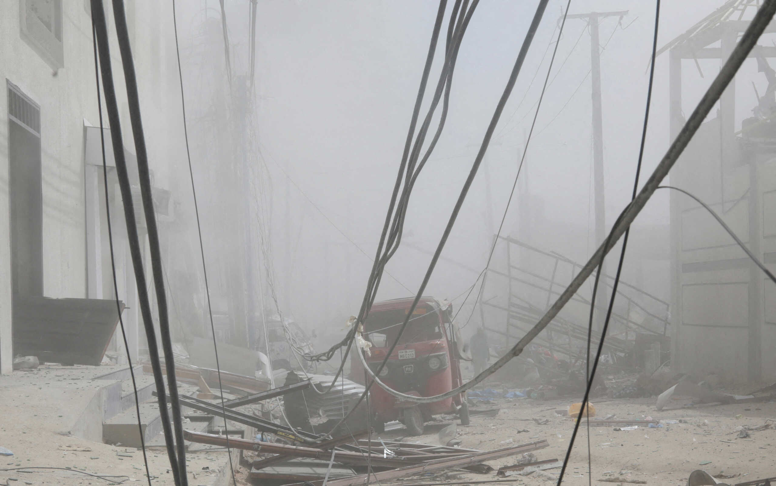 A general view shows the scene of an explosion near the education ministry building along K5 street in Mogadishu, Somalia October 29, 2022. REUTERS