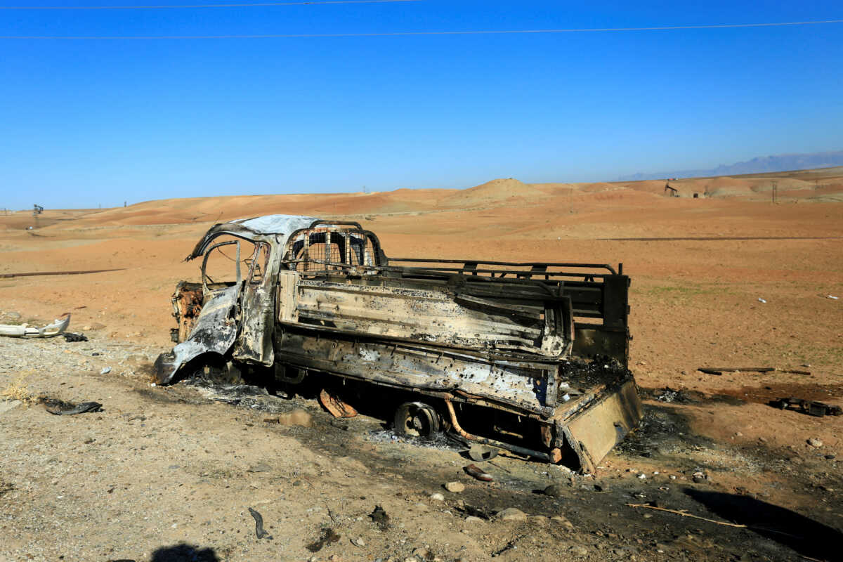 FILE PHOTO: A view shows the aftermath of airstrikes, which Turkey's defence ministry says it carried out, in Derik, Syria, November 20, 2022. North Press Agency