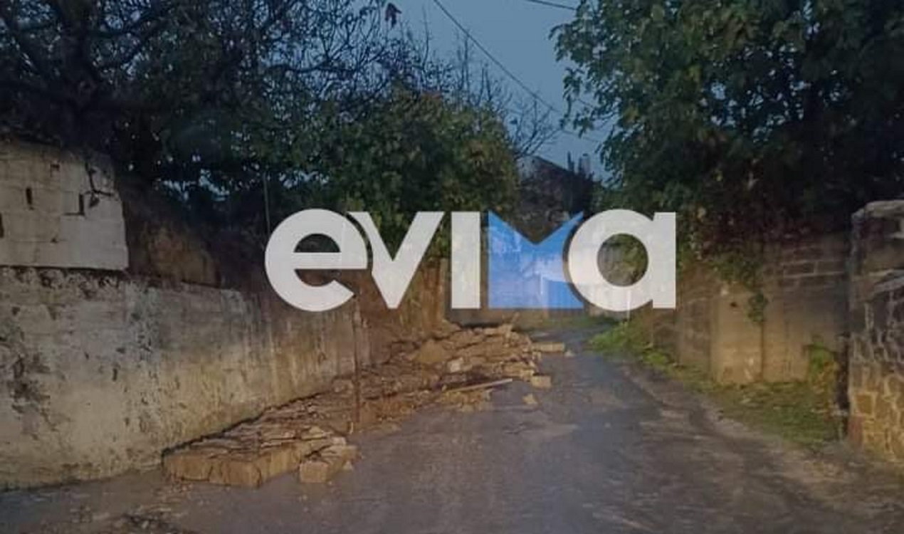 Κακοκαιρία ARIEL – Εύβοια: Κατέρρευσε τοίχος και δρόμοι έγιναν ποτάμια