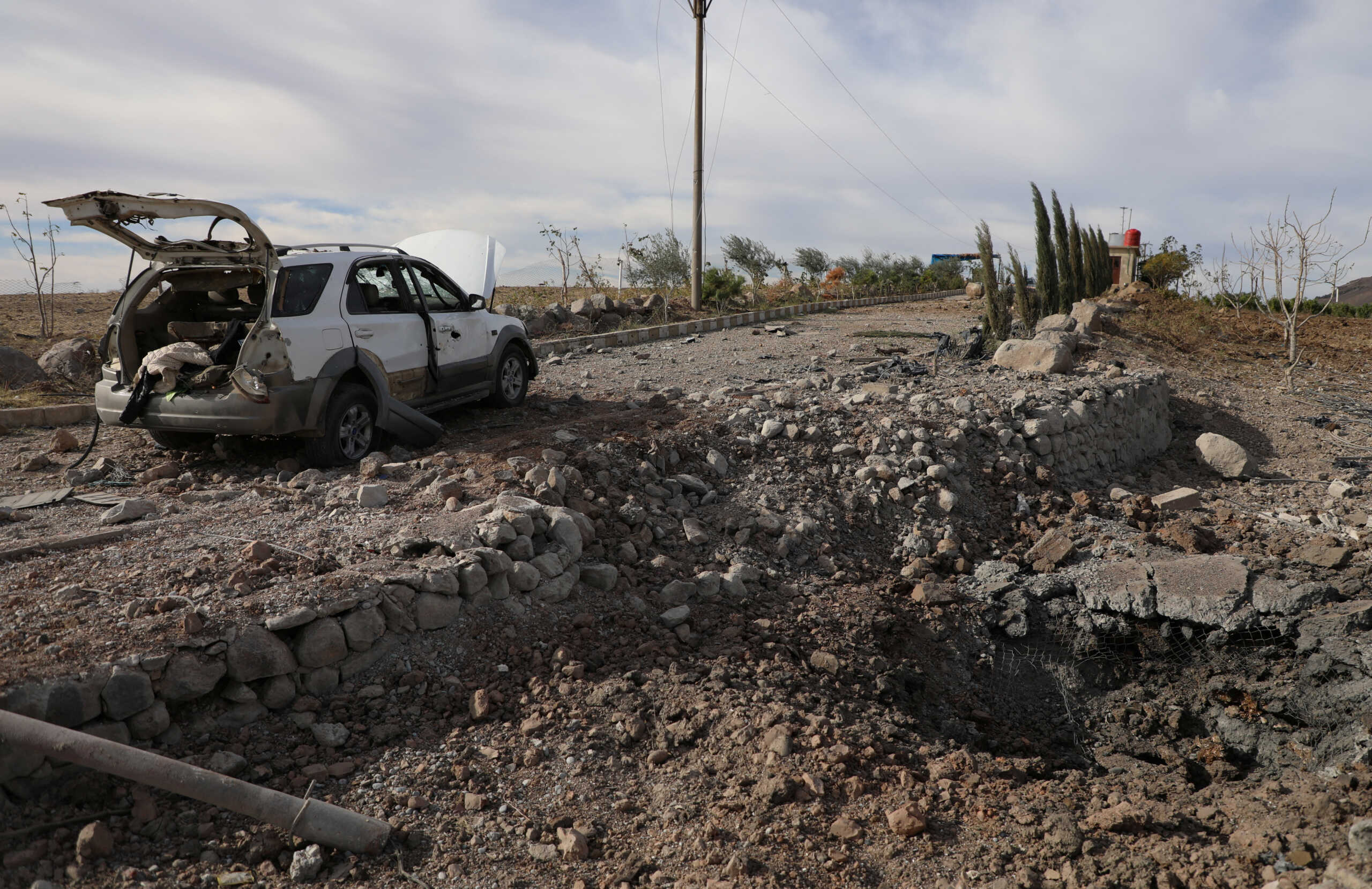 A view shows the aftermath after Turkish warplanes carried out air strikes, in Derik countryside, Syria November 21, 2022. REUTERS
