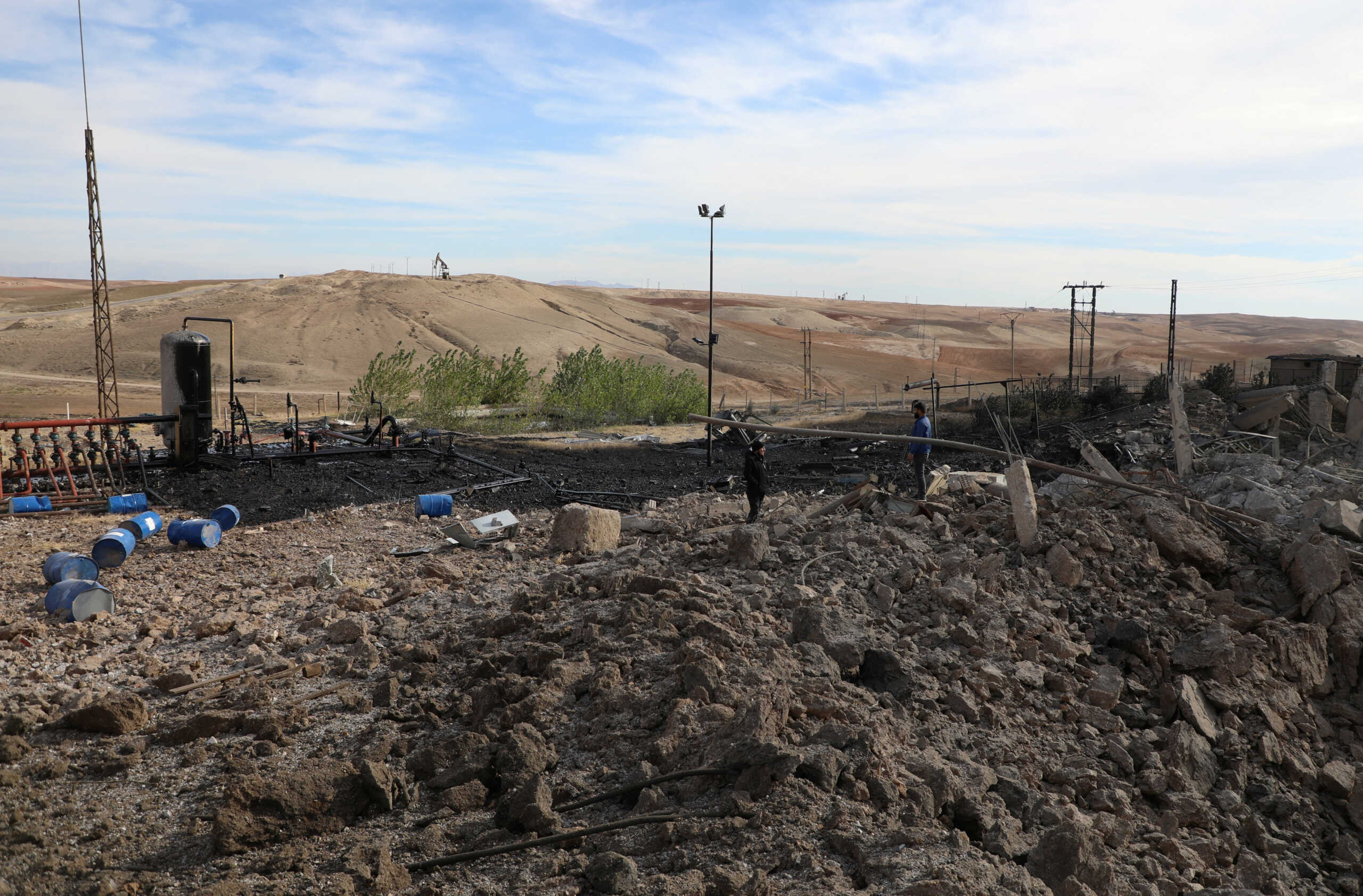 A view shows the aftermath after Turkish warplanes carried out air strikes, in Derik countryside, Syria November 21, 2022. REUTERS