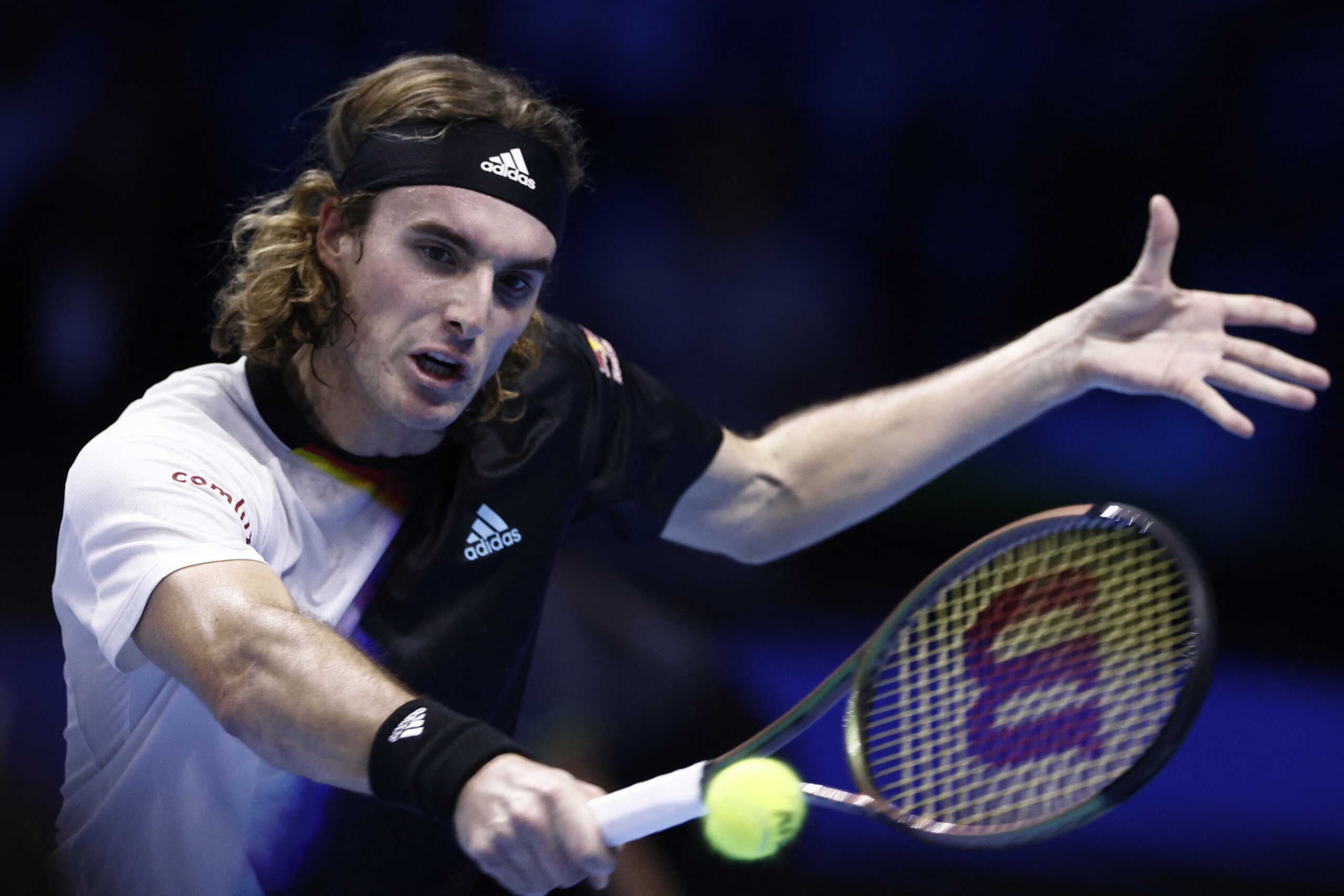 Tennis - ATP Finals Turin - Pala Alpitour, Turin, Italy - November 14, 2022  Greece's Stefanos Tsitsipas in action during his group stage match against Serbia's Novak Djokovic REUTERS