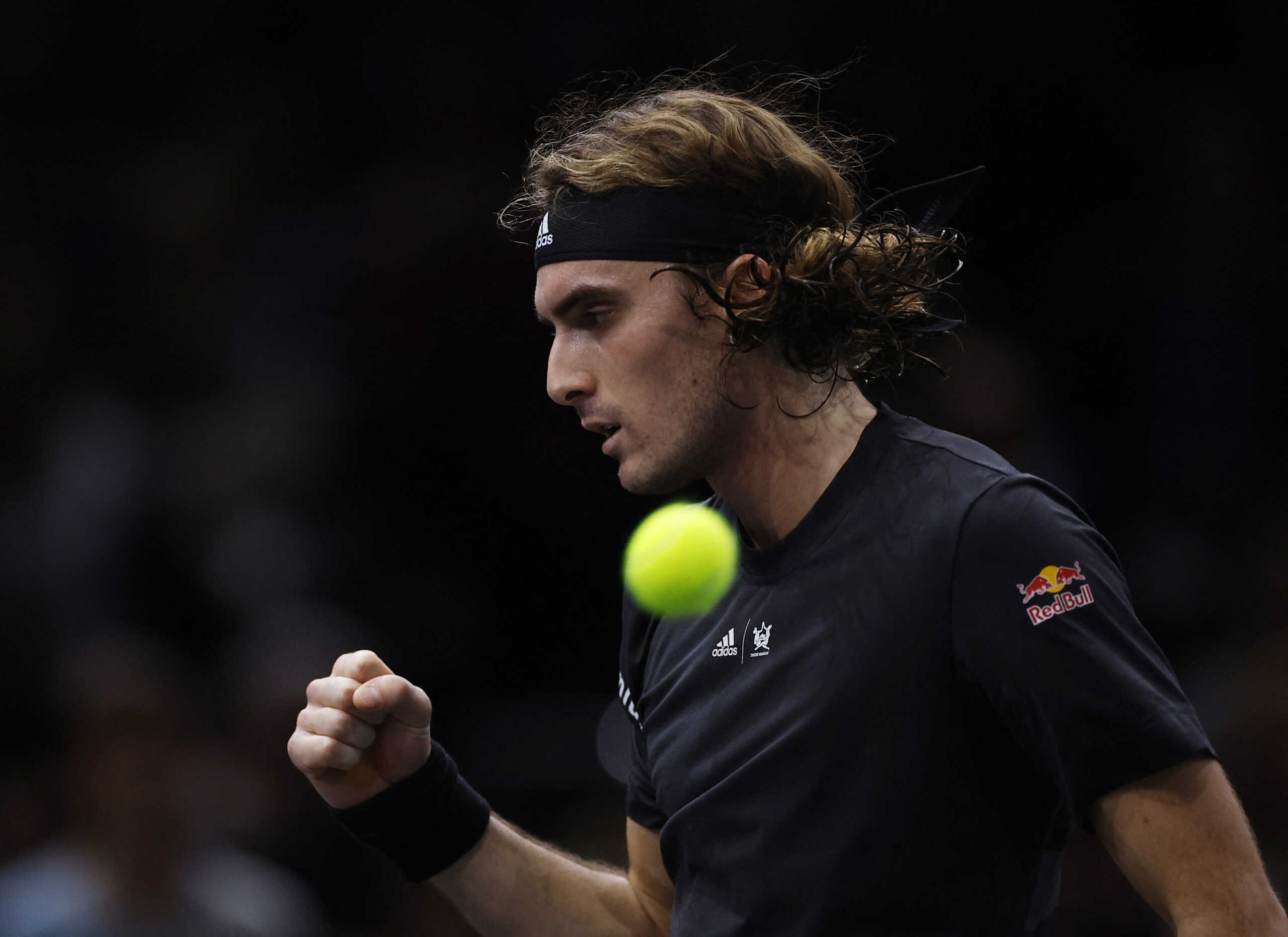 Tennis - ATP Masters 1000 - Paris Masters - Accor Arena, Paris, France - November 3, 2022 Greece's Stefanos Tsitsipas reacts during his round of 16 match against France's Corentin Moutet REUTERS
