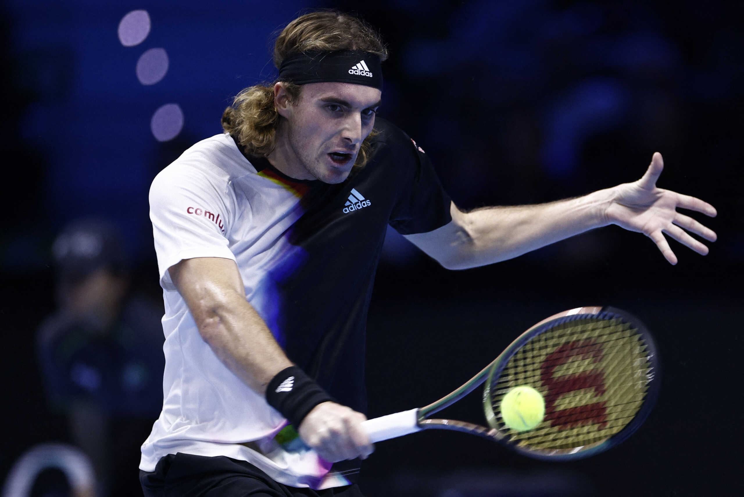 Tennis - ATP Finals Turin - Pala Alpitour, Turin, Italy - November 16, 2022  Greece's Stefanos Tsitsipas in action during his group stage match against Russia's Daniil Medvedev REUTERS