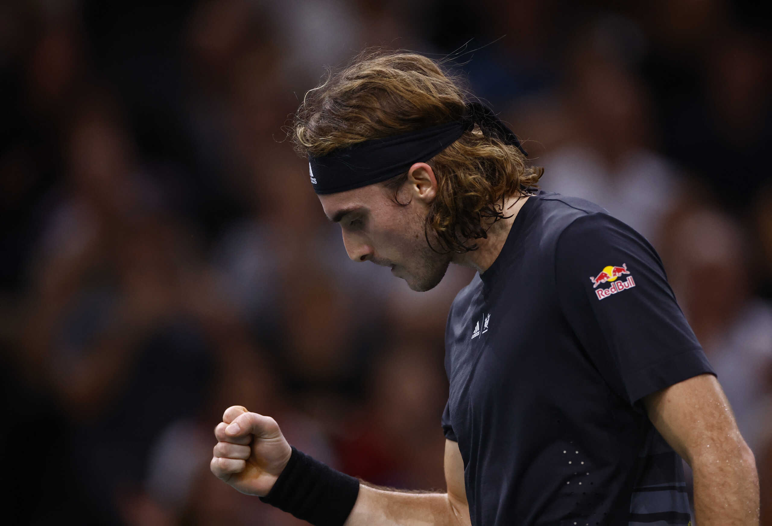 Tennis - ATP Masters 1000 - Paris Masters - Accor Arena, Paris, France - November 4, 2022 Greece's Stefanos Tsitsipas reacts during his quarter final match against Tommy Paul of the U.S. REUTERS