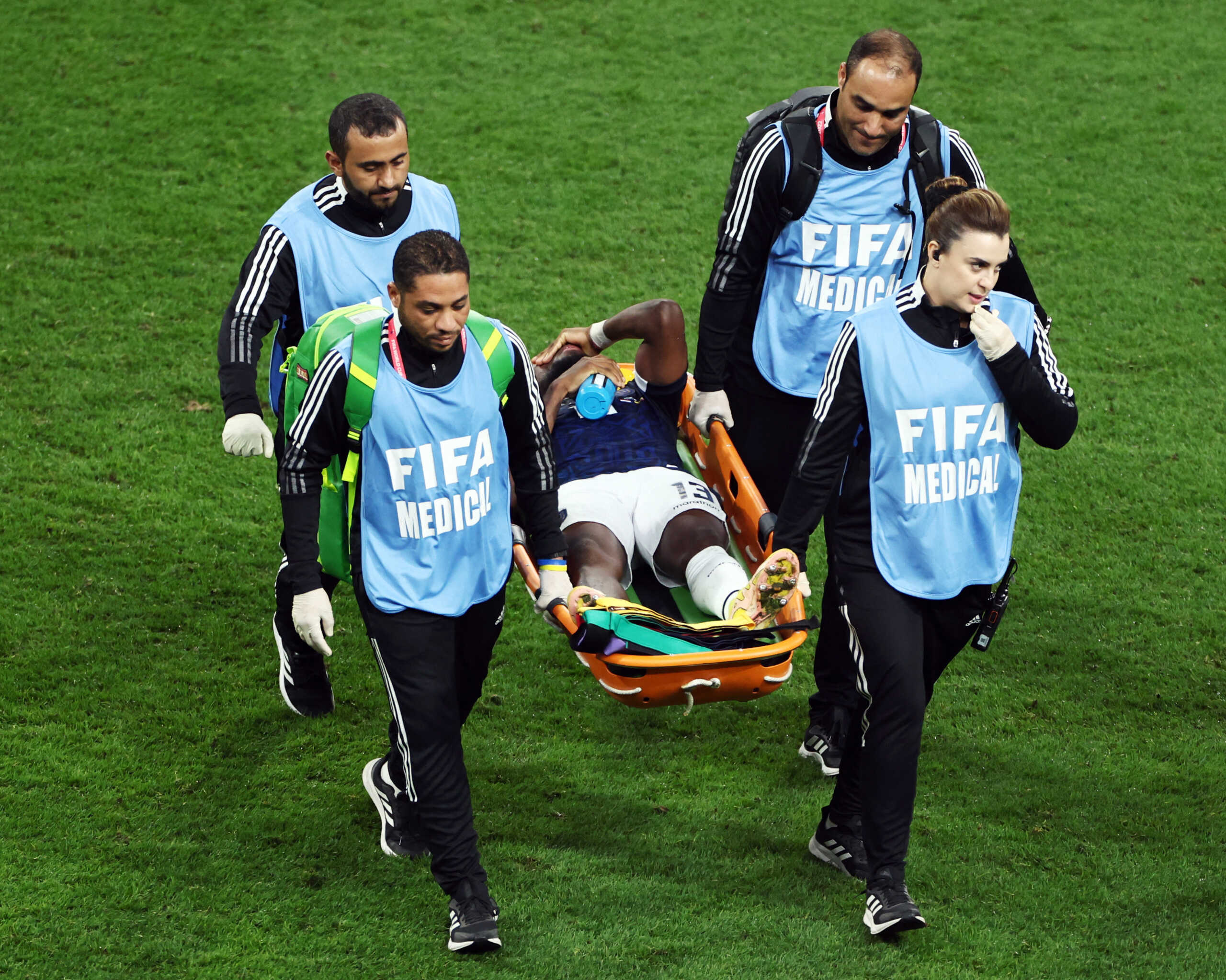 Soccer Football - FIFA World Cup Qatar 2022 - Group A - Netherlands v Ecuador - Khalifa International Stadium, Doha, Qatar - November 25, 2022 Ecuador's Enner Valencia is stretchered off after sustaining an injury REUTERS
