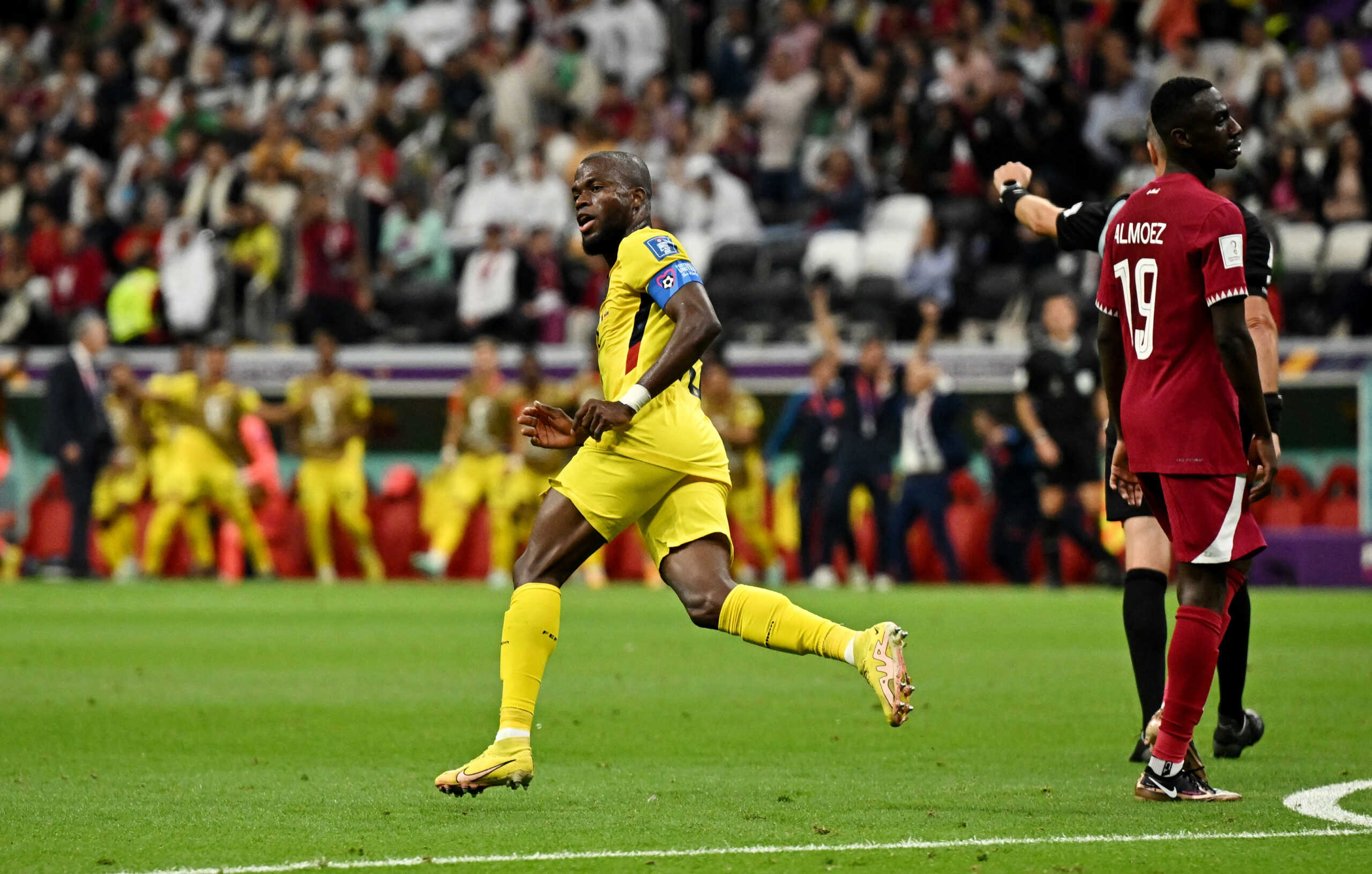 Soccer Football - FIFA World Cup Qatar 2022 - Group A - Qatar v Ecuador - Al Bayt Stadium, Al Khor, Qatar - November 20, 2022 Ecuador's Enner Valencia celebrates scoring their second goal REUTERS