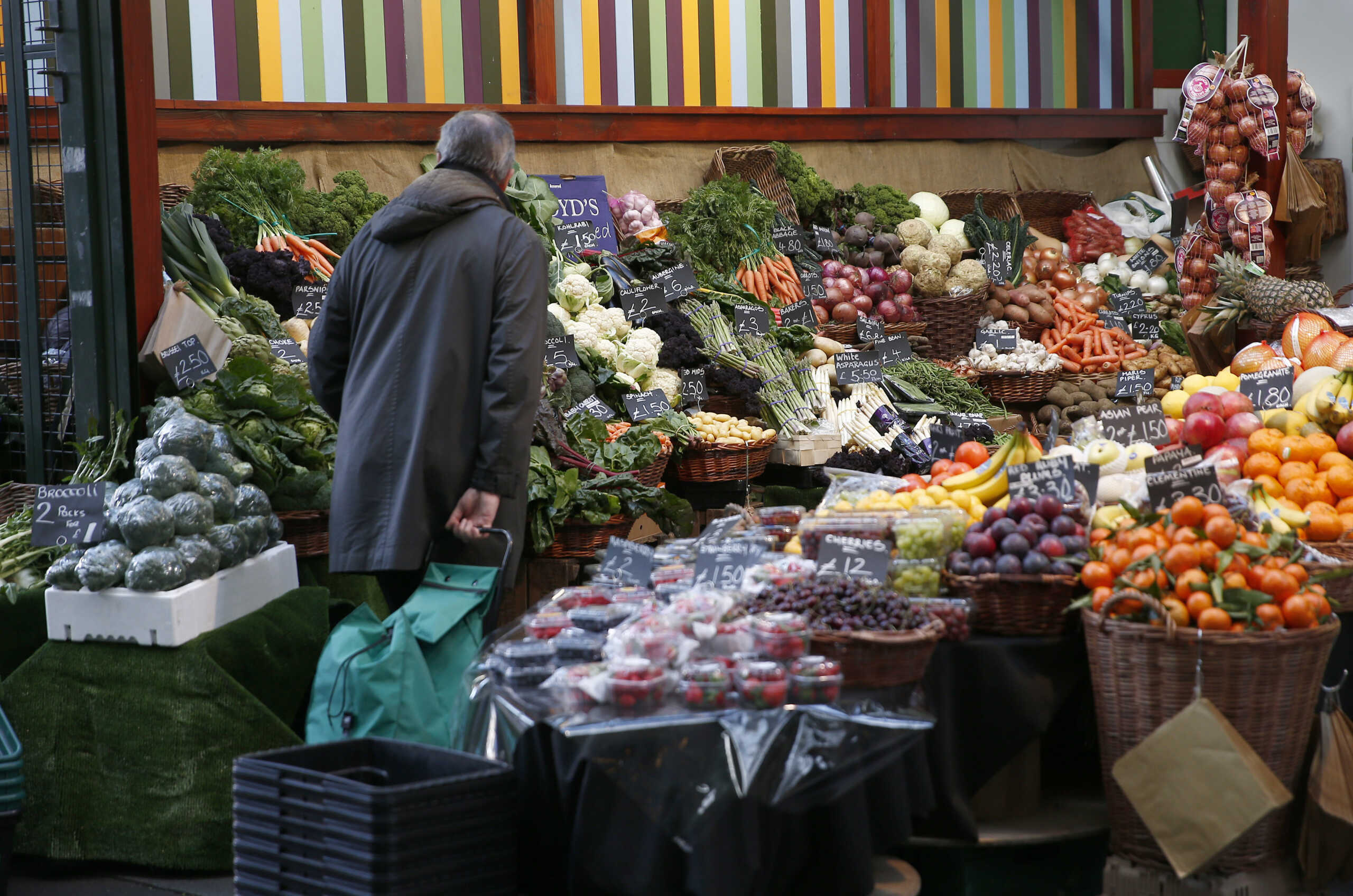A shopper browses at a vegetable market, in London, Britain February 3, 2017. REUTERS
