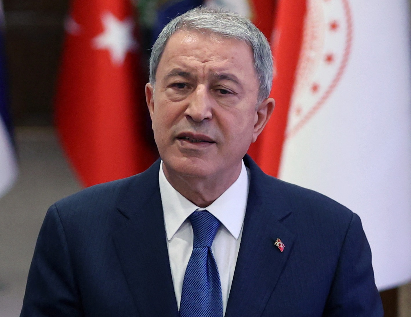 Turkish Defence Minister Hulusi Akar meets with Finland's Defence Minister Antti Kaikkonen in Ankara, Turkey, December 8, 2022. Turkish Defence Ministry