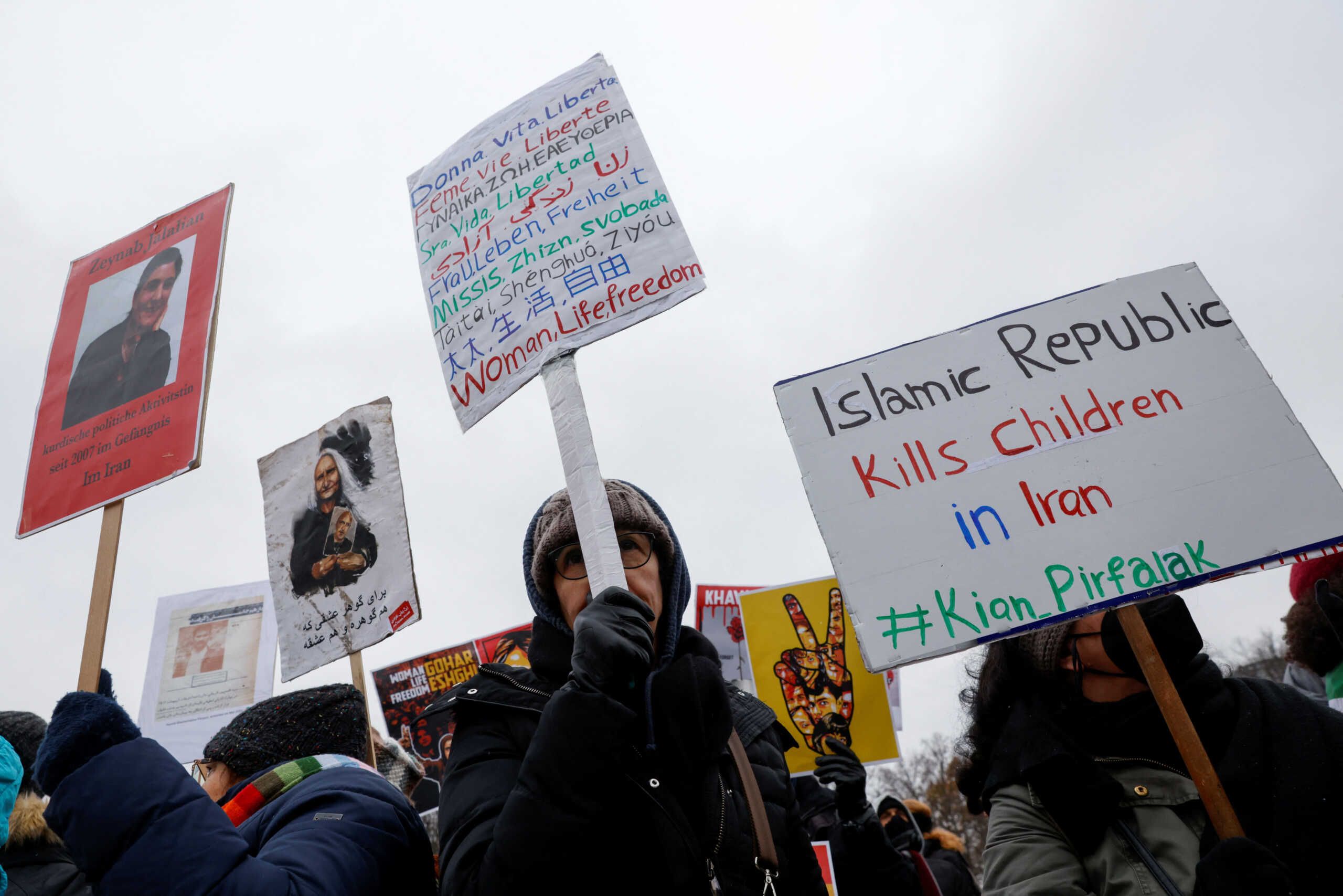 People take part in a protest against the Islamic regime of Iran following the death of Mahsa Amini, in Berlin, Germany, December 10, 2022. REUTERS