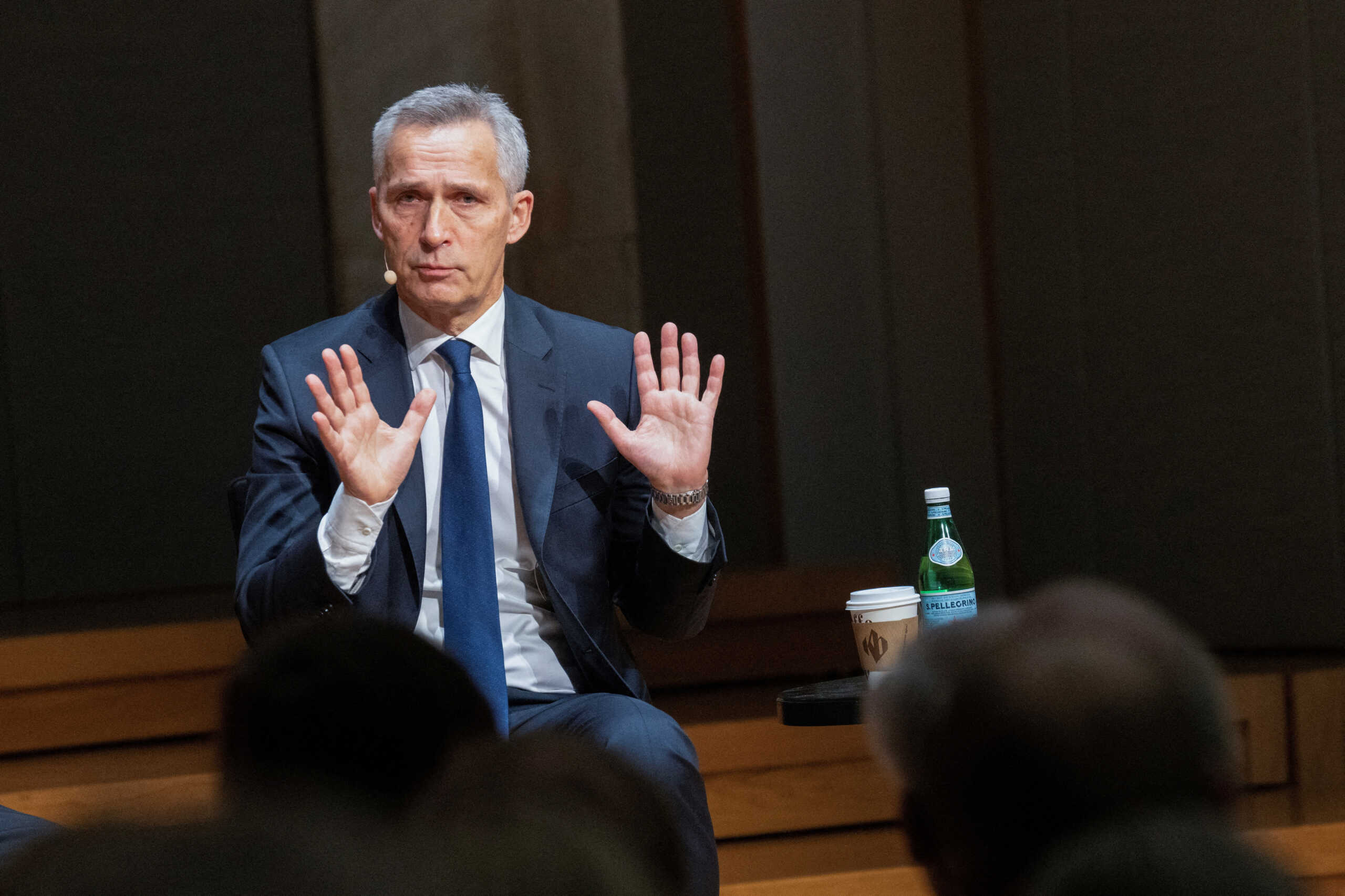 NATO Secretary General Jens Stoltenberg gives a lecture on Russia, Ukraine and NATO's security policy challenges during the Civita breakfast in the University Aula in Oslo, Norway, December 8, 2022. NTB