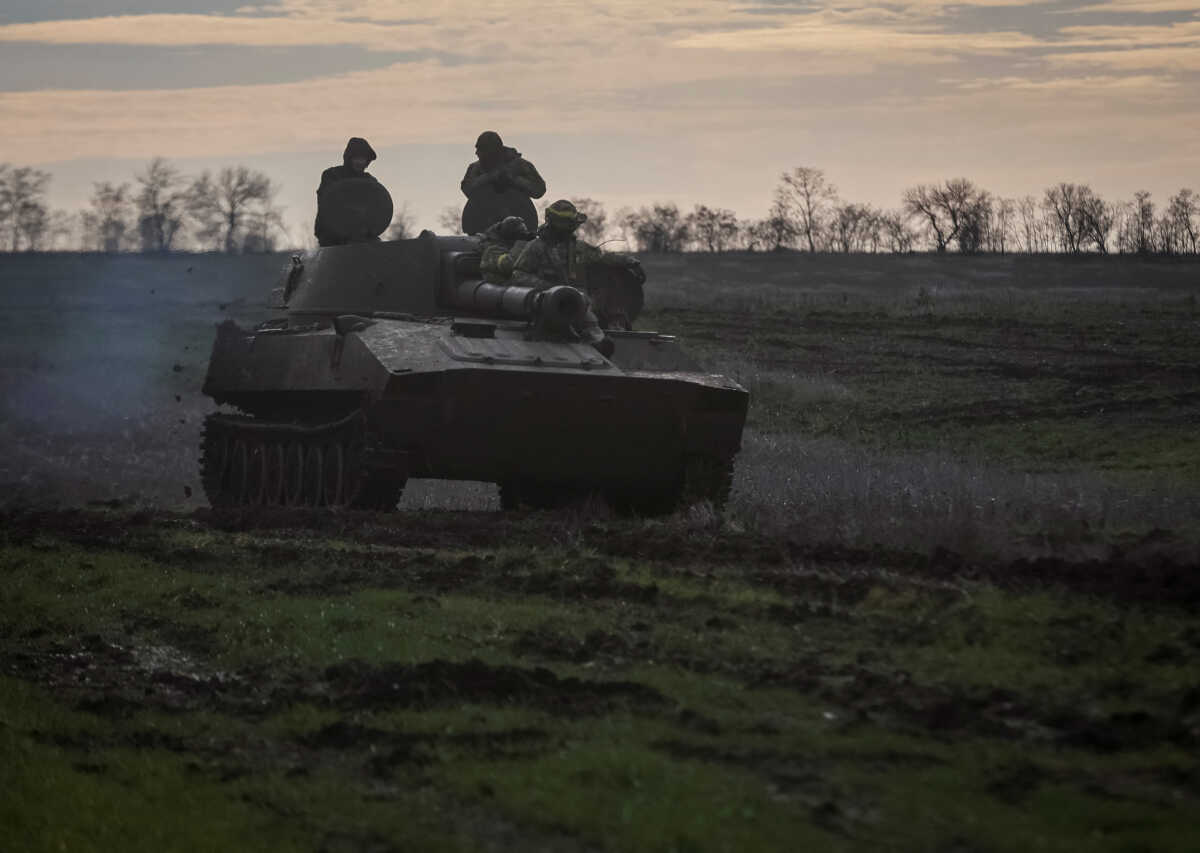 Ukrainian servicemen ride a self-propelled howitzer, amid Russia's attack on Ukraine, on a frontline in Donetsk region, Ukraine November 30, 2022.  Radio Free Europe