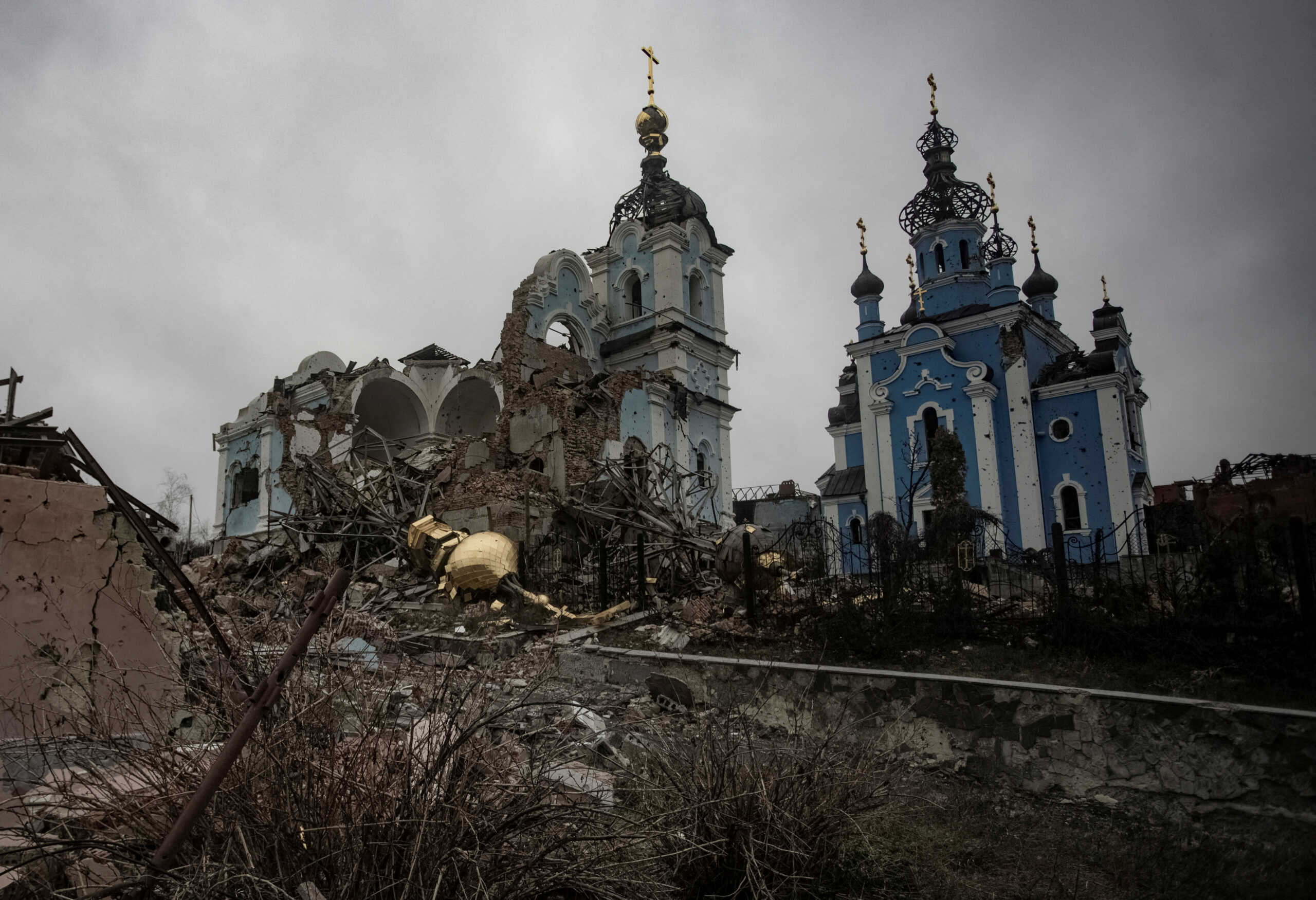 A destroyed Orthodox church is seen, amid Russia's attack on Ukraine, in the village of Bohorodychne in Donetsk region, Ukraine December 8, 2022. REUTERS