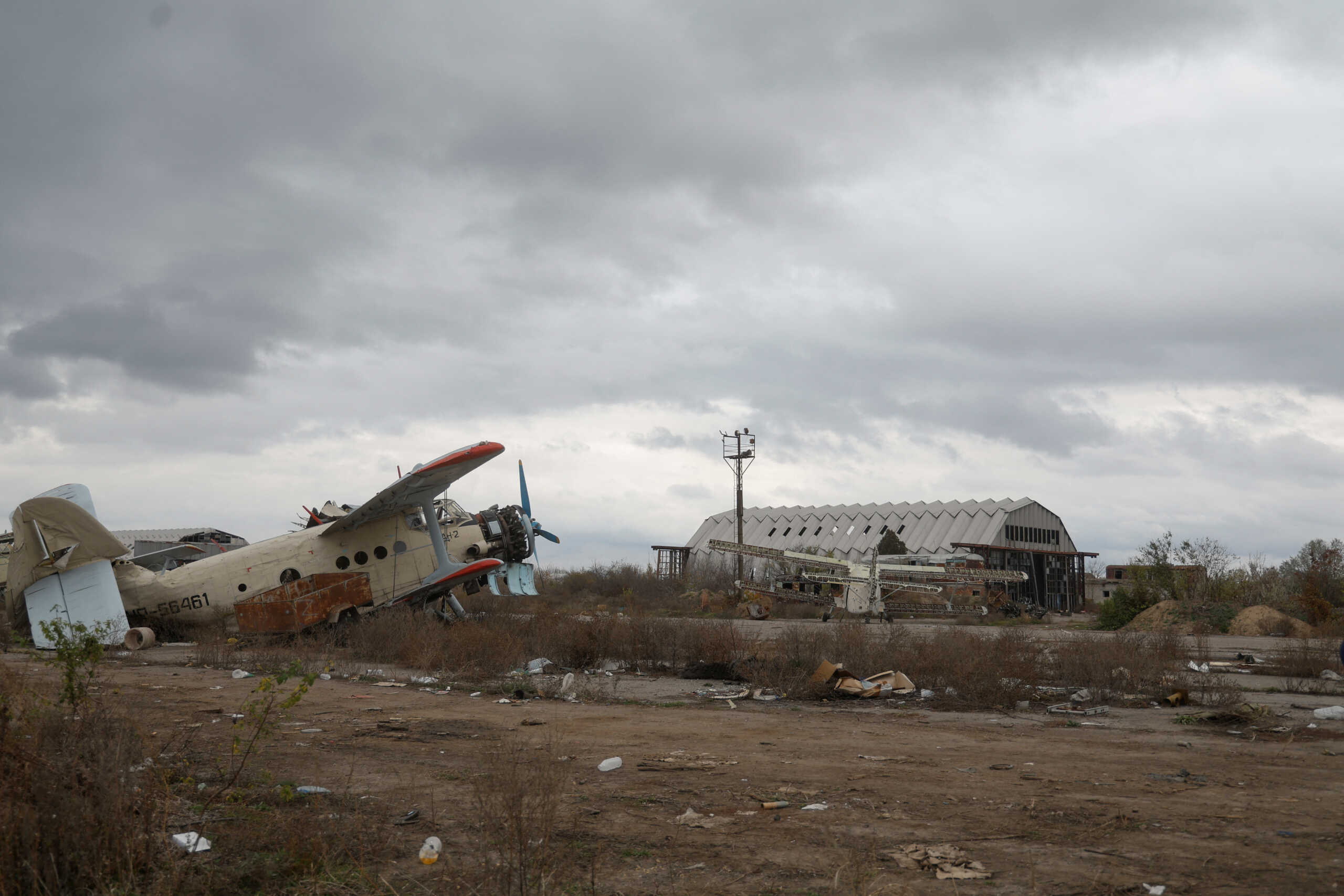 A view shows a destroyed old Antonov An-2 aircrafts at a compound of an international airport after Russia's retreat from Kherson, in Chornobaivka, outside of Kherson, Ukraine November 16, 2022.  REUTERS