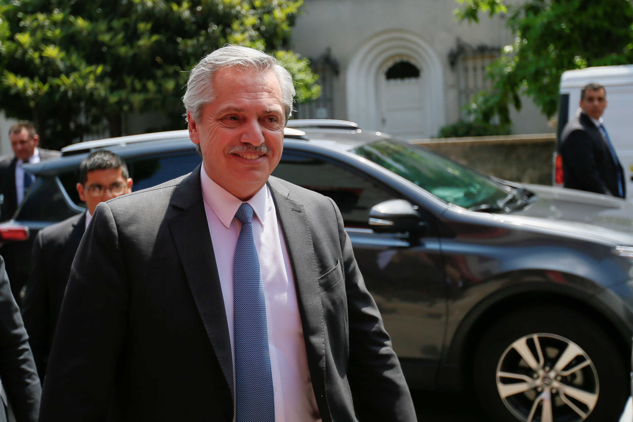 Argentina’s President-elect Alberto Fernandez arrives for a meeting with Uruguayan presidential candidate Daniel Martinez from the ruling party Frente Amplio, in Montevideo, Uruguay November 14, 2019. REUTERS
