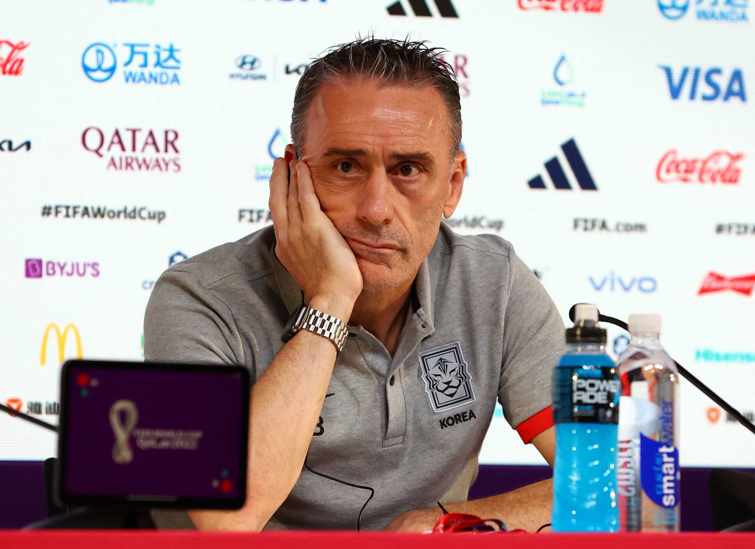 Soccer Football - FIFA World Cup Qatar 2022 - South Korea Press Conference - Main Media Center, Doha, Qatar - December 4, 2022 South Korea coach Paulo Bento during the press conference REUTERS