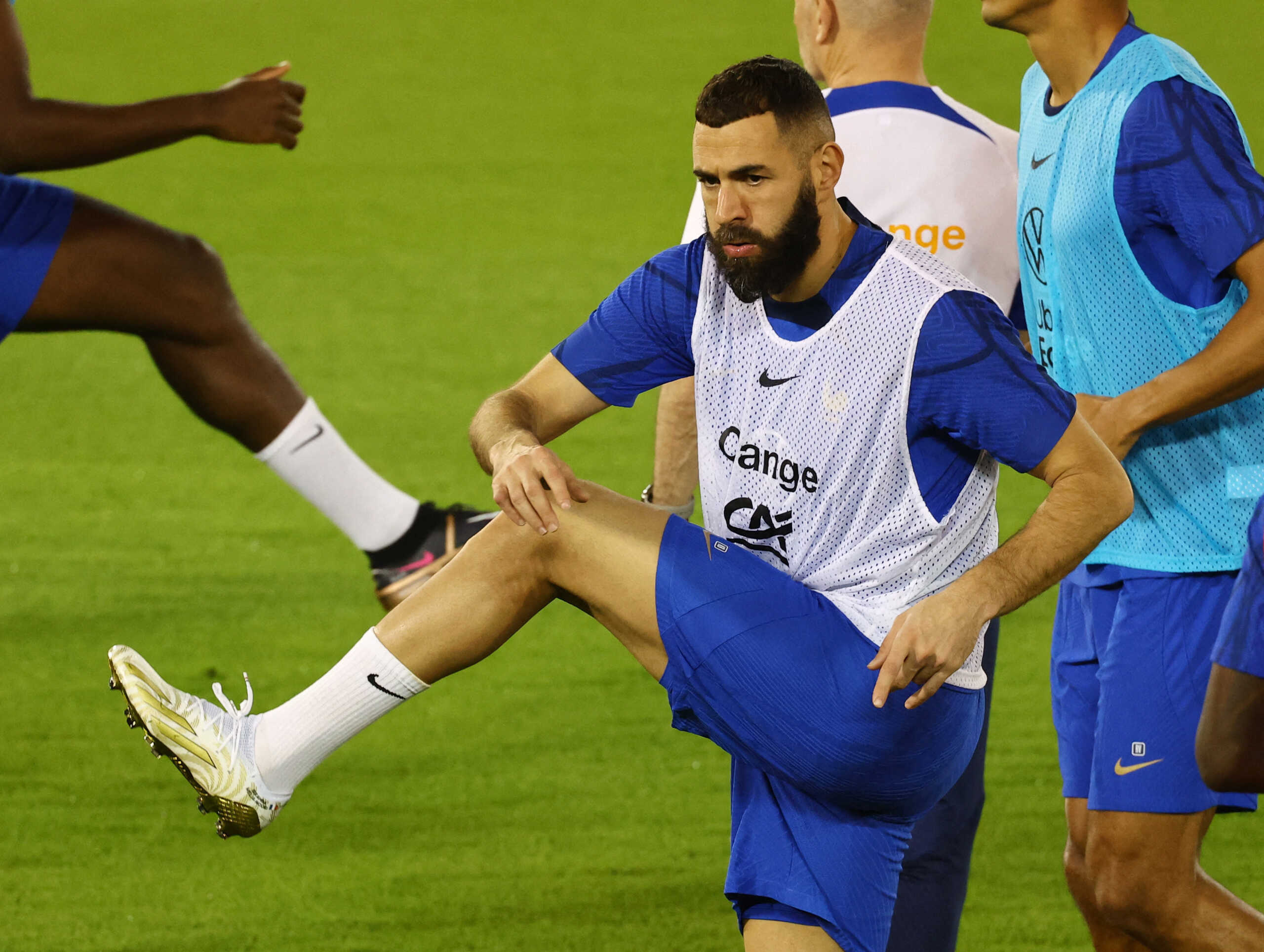 Soccer Football - FIFA World Cup Qatar 2022 - France Training - Al Sadd SC Stadium, Doha, Qatar - November 17, 2022 France's Karim Benzema during training REUTERS